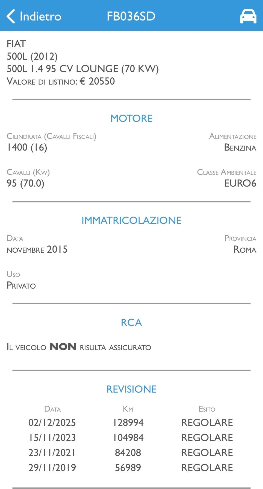 Fiat 500L 1.4 95 CV Pop Star Garanzia Unico Prop.
