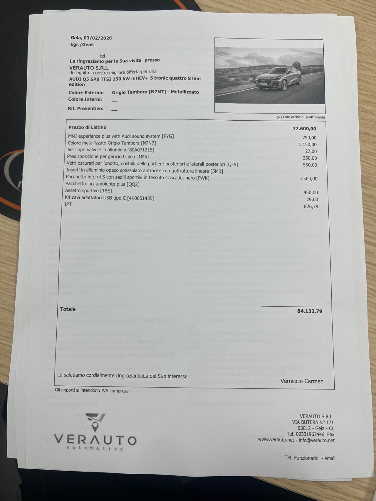 Audi Q5 SPB TFSI Sline 150 kW S tronic quattro Possibilità noleggio no scoring