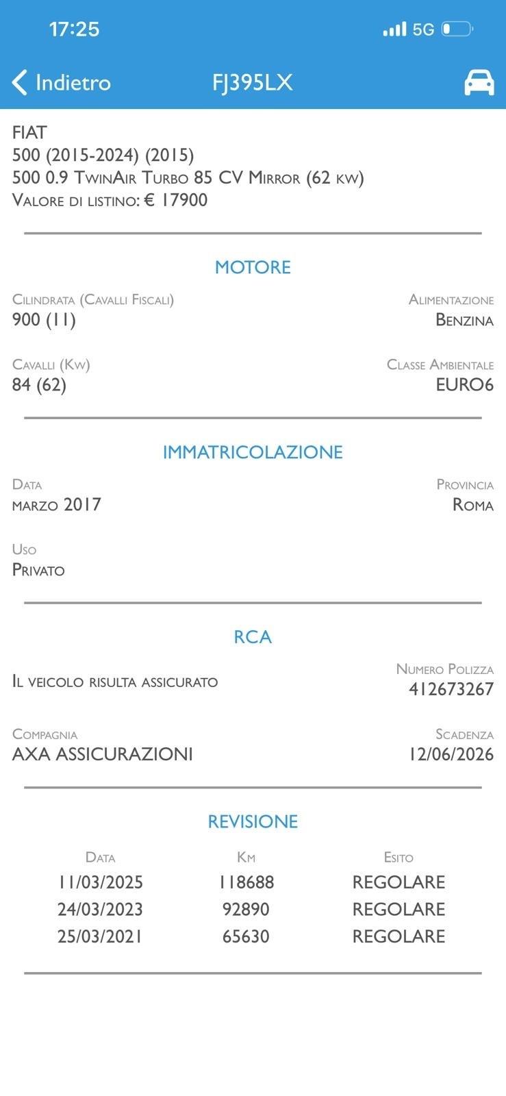 Fiat 500 0.9 TwinAir Turbo 85 CV Lounge