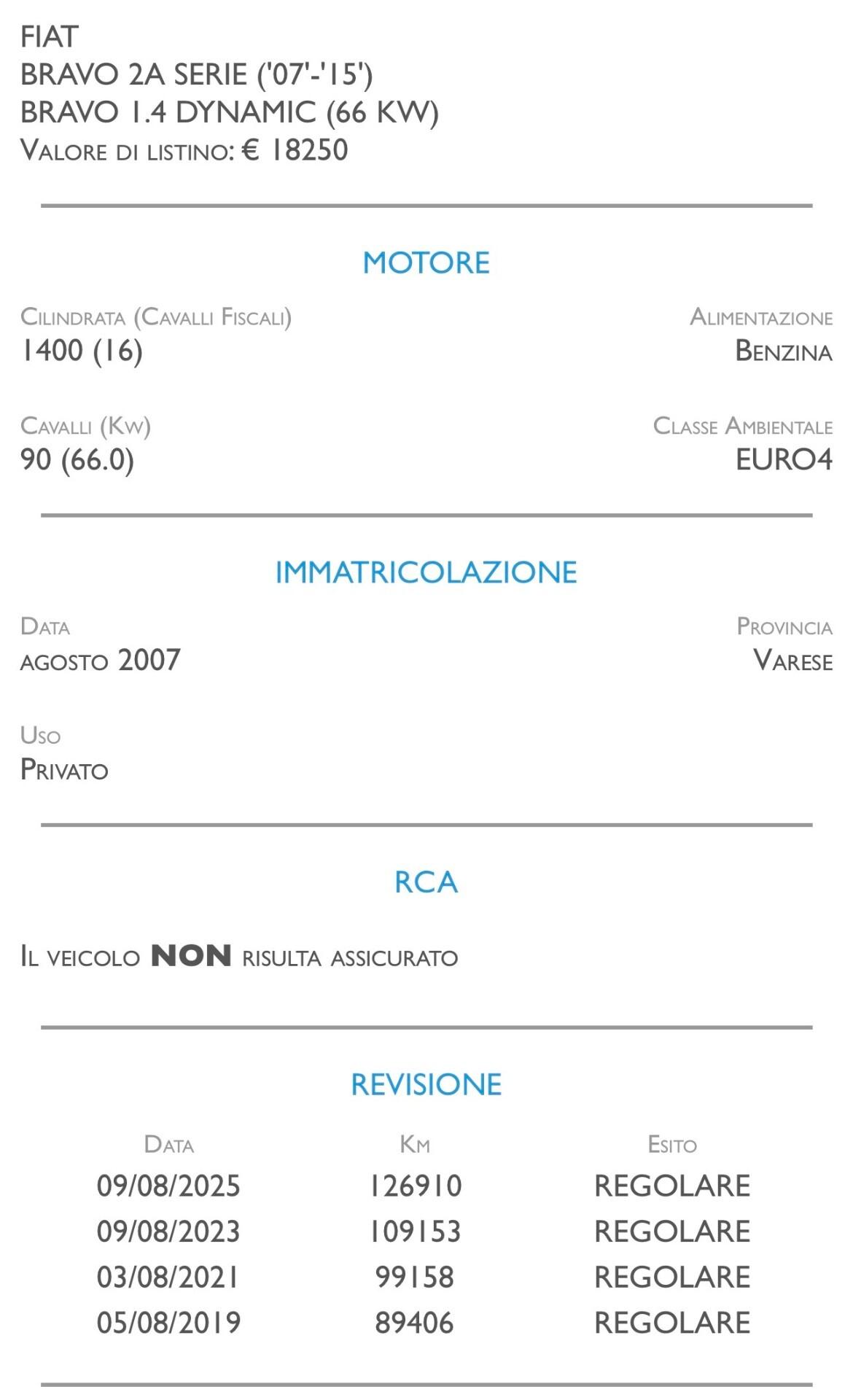 Fiat Bravo 1.4 Dynamic - UNICO PROPRIETARIO