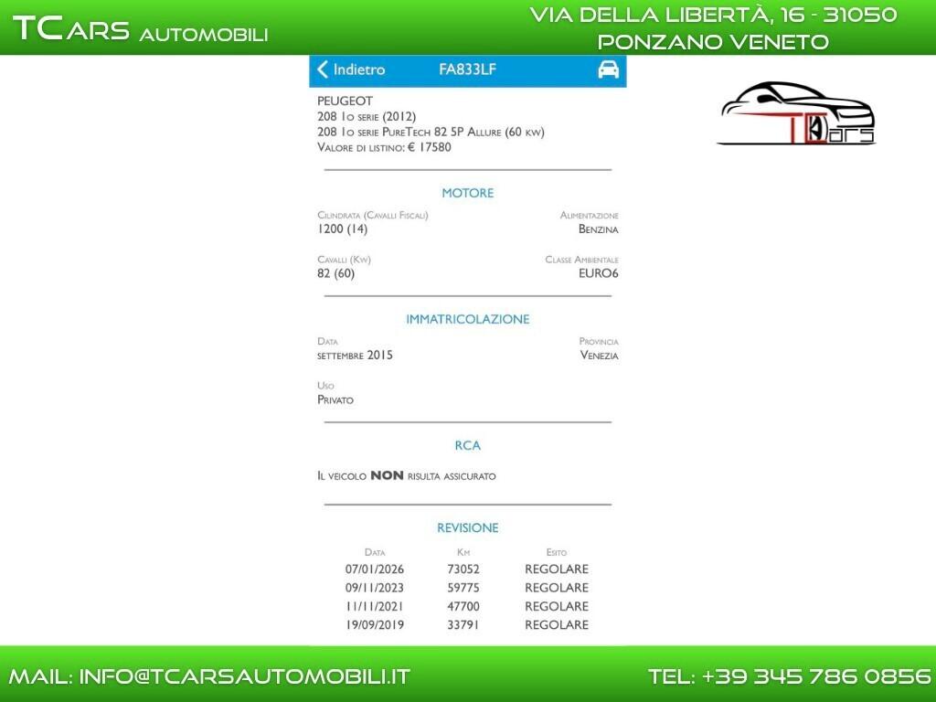 PEUGEOT 208 1.2 -BENZINA-NEOPATENTE-GARANZIA TCARS