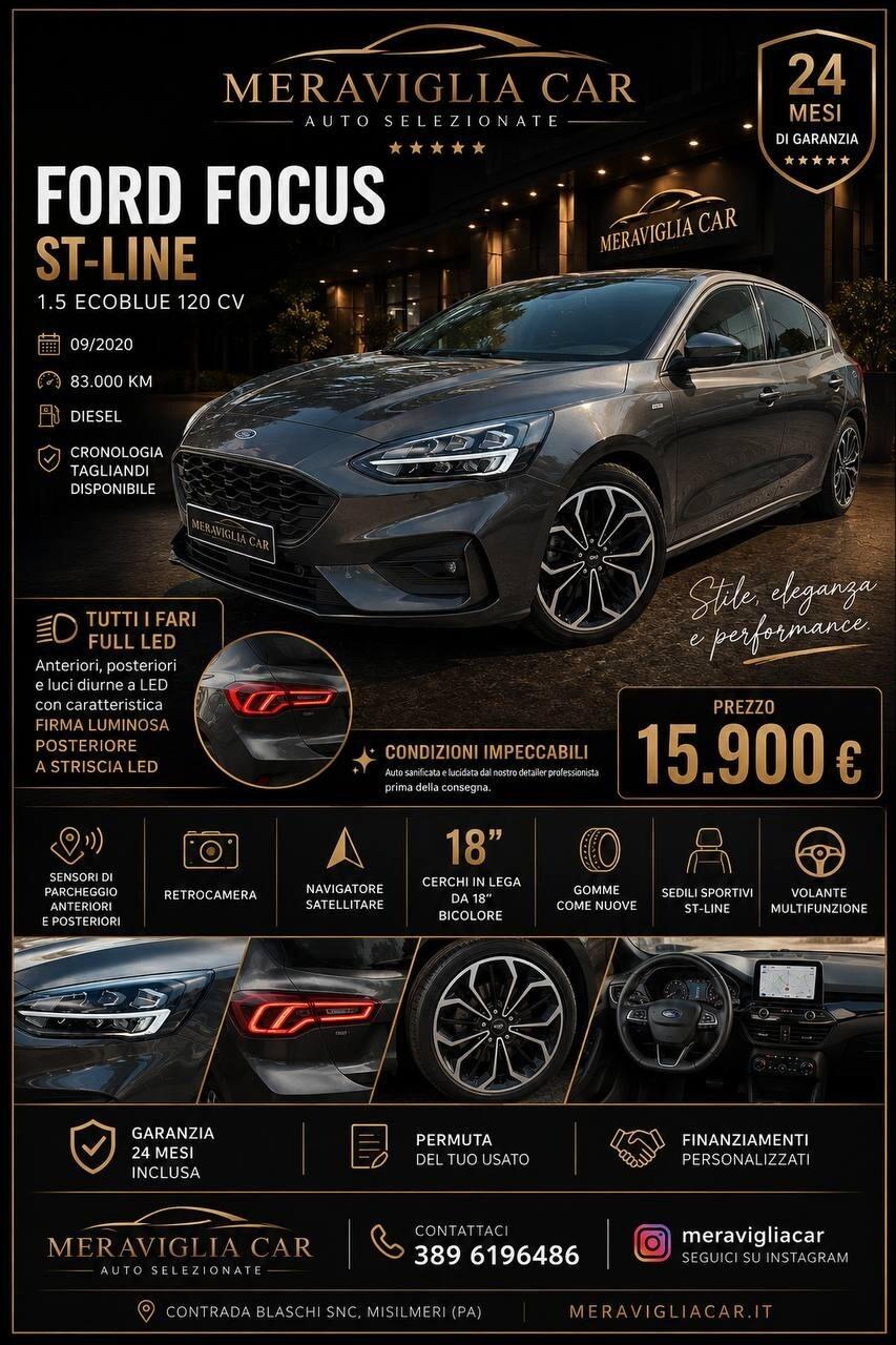 Ford Focus 2020 1.5 120 5p. ST-Line Full Led Cerchi 18