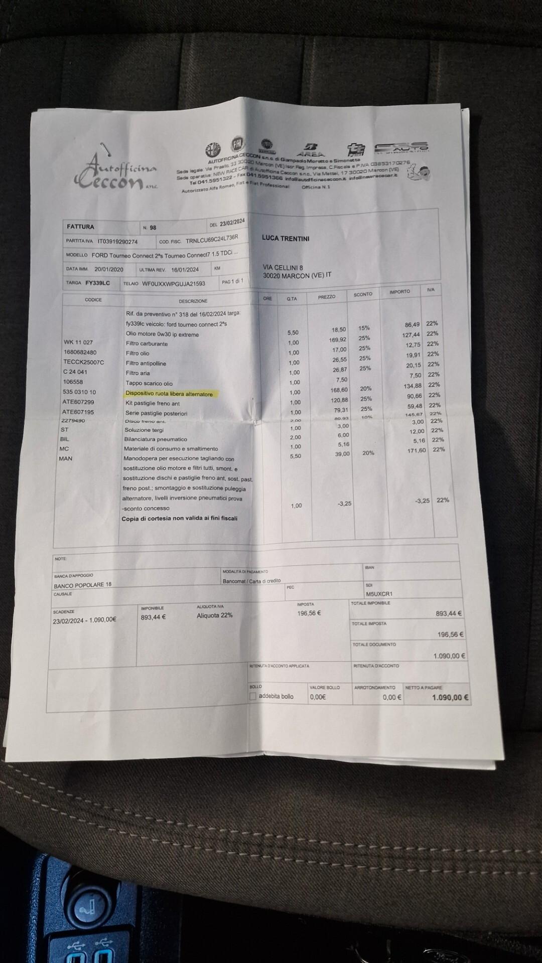 Ford Tourneo Connect Gran 1.5 TDCi 120 CV Titanium SOSTITUITO MOTORE NUOVO