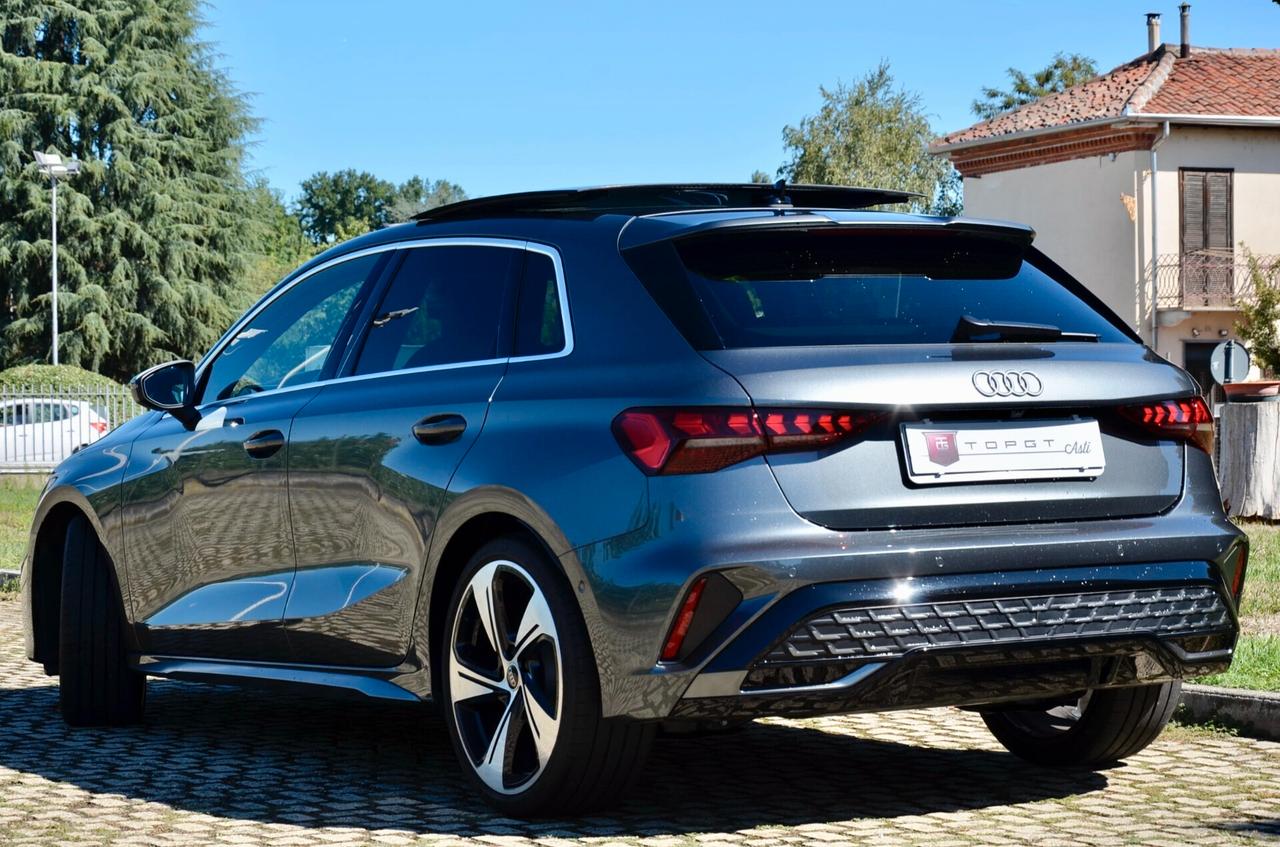 AUDI A3 SPORTBACK 1.5 TFSI MHEV S-LINE INT+EXT 150cv S-TRONIC, GARANZIA UFF AUDI, EURO 6E, TETTO, HI-FI SONOS, 19", RETROCAMERA, PERMUTE