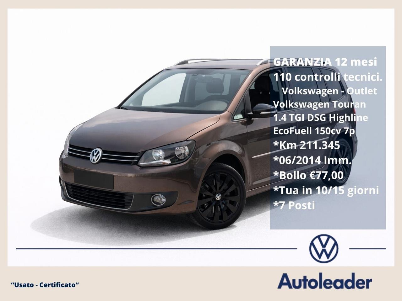 Volkswagen Touran 1.4 TSI DSG Highline EcoFuel