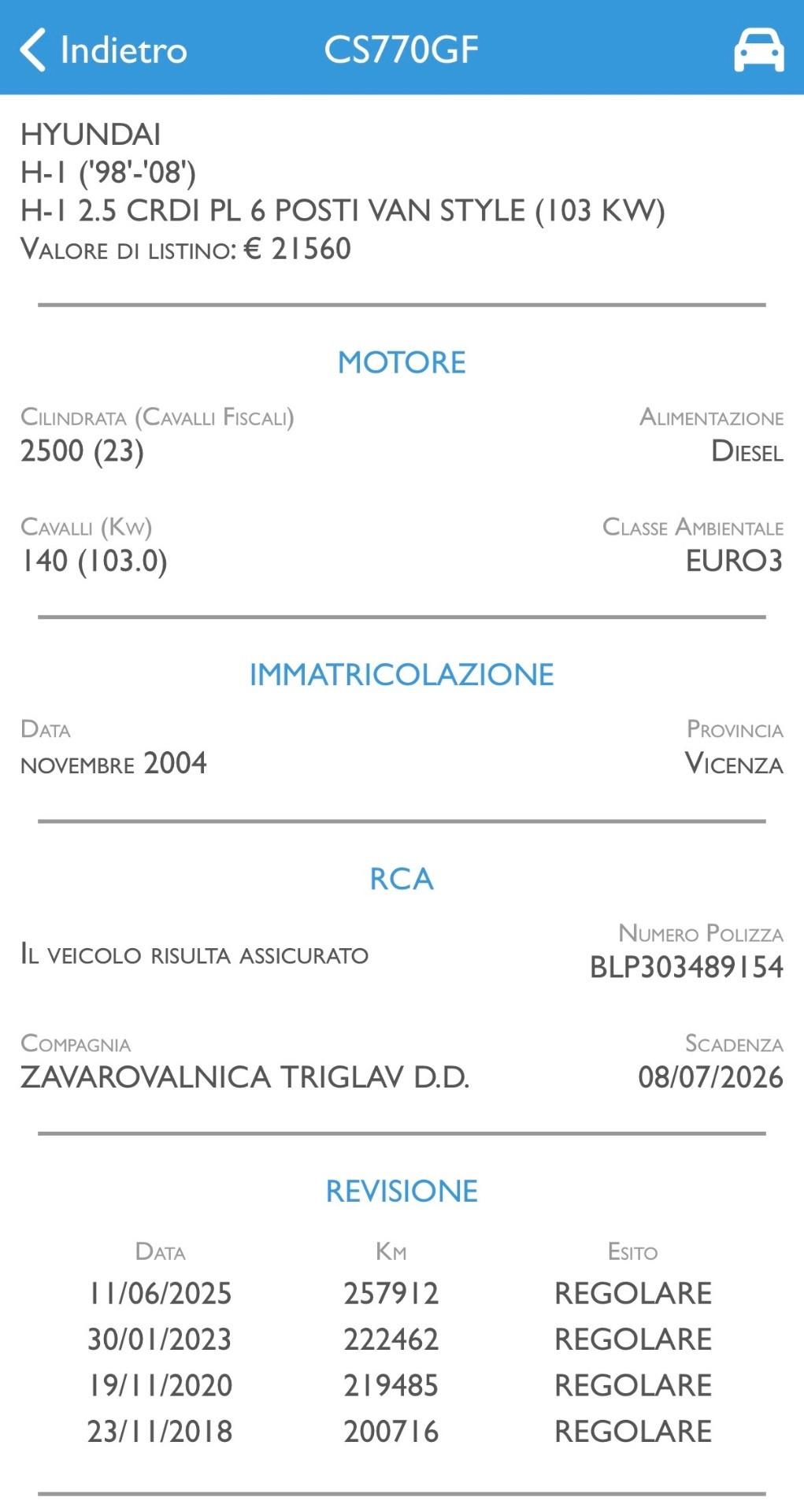 Hyundai H-1 2.5 CRDI PL 6 posti Van Style