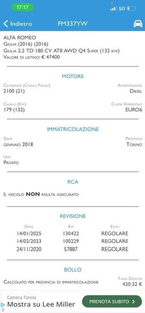 Alfa Romeo Giulia 2.2 Turbodiesel 180 CV AT8 Business Sport Launch Ed.