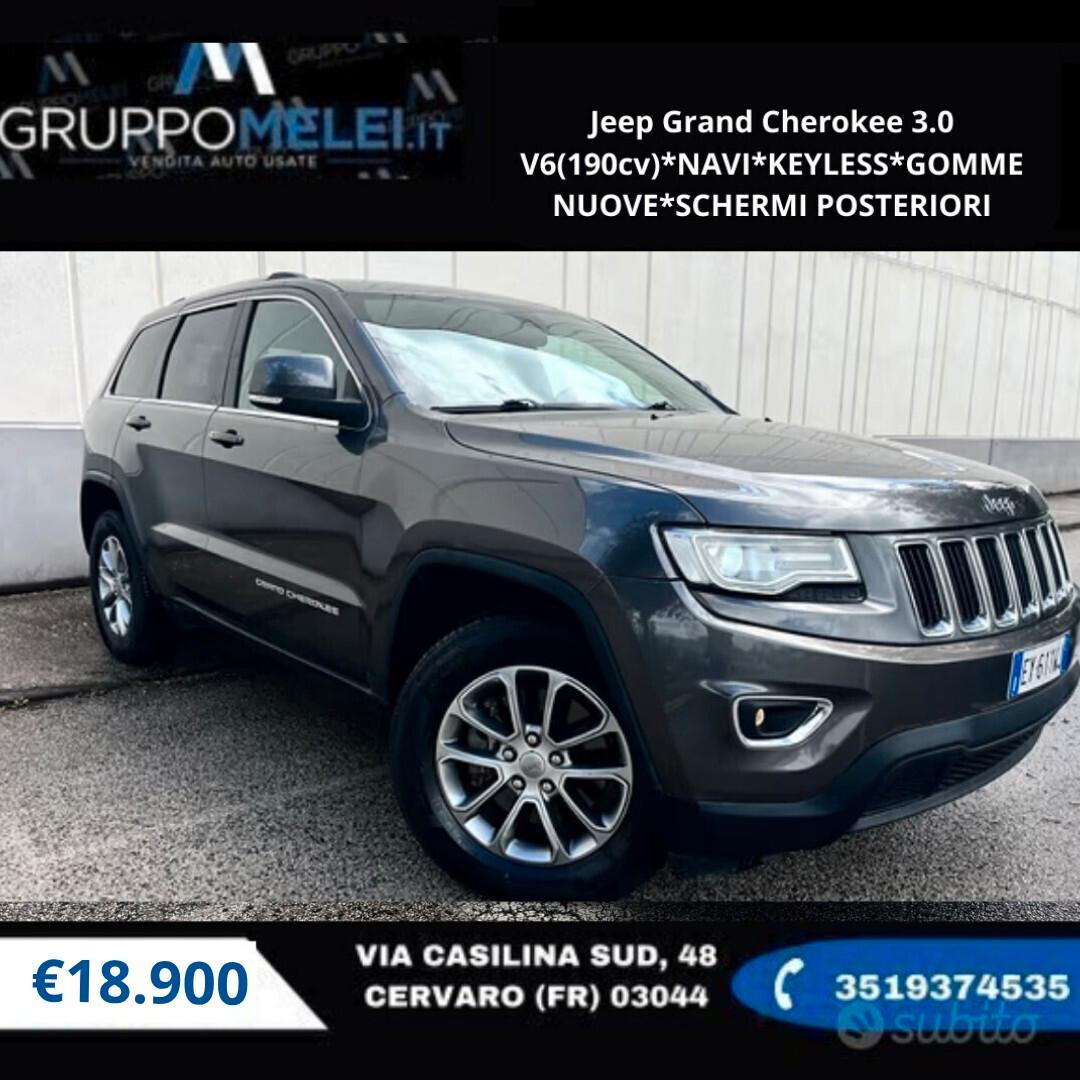 Jeep Grand Cherokee 3.0 V6(190cv)*NAVI*KEYLESS*GOMME NUOVE*SCHERMI POSTERIORI