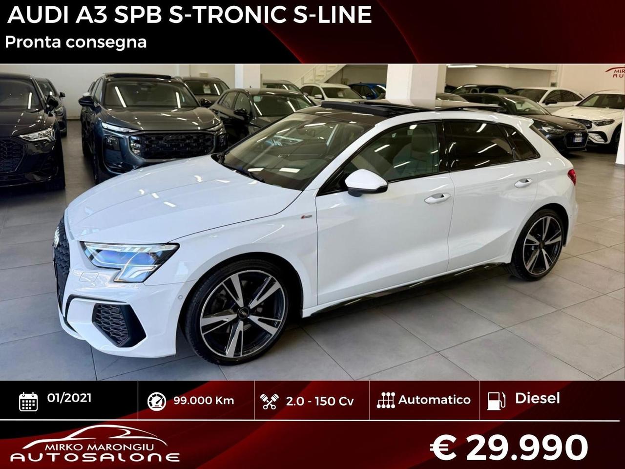 Audi A3 SPB 35 TDI S tronic S line FINANZIABILE