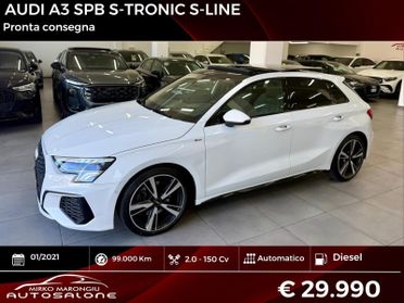 Audi A3 SPB 35 TDI S tronic S line FINANZIABILE