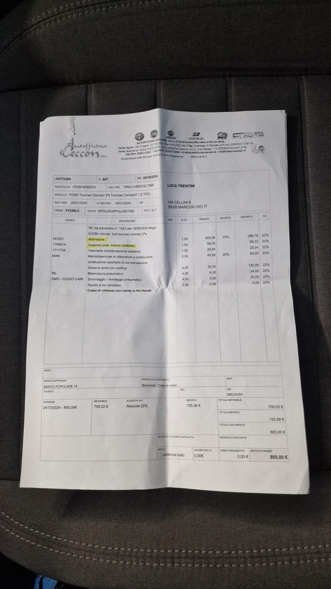 Ford Tourneo Connect Gran 1.5 TDCi 120 CV Titanium SOSTITUITO MOTORE NUOVO