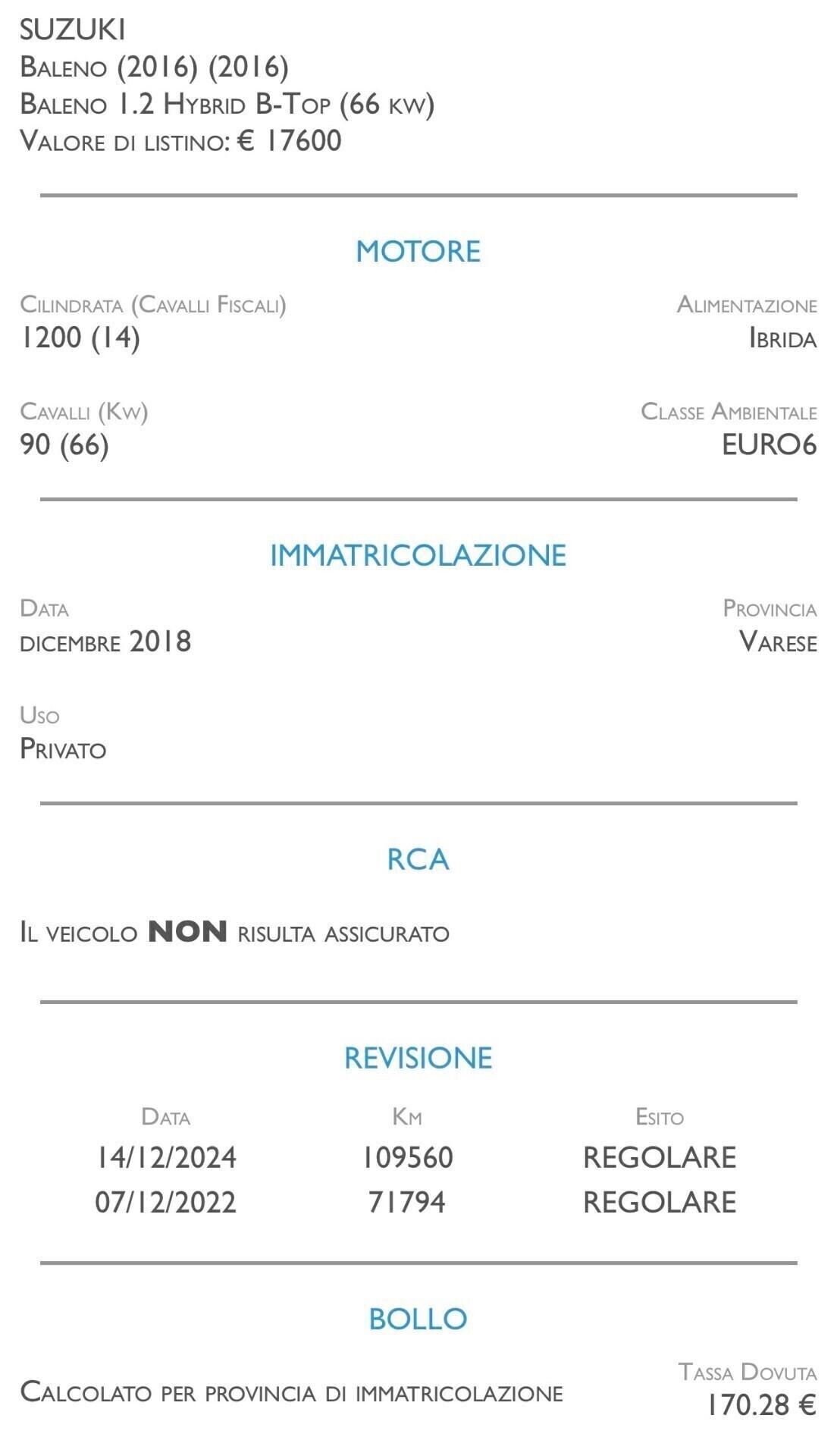 Suzuki Baleno 1.2 Hybrid B-Top - UNICO PROPRIETARIO