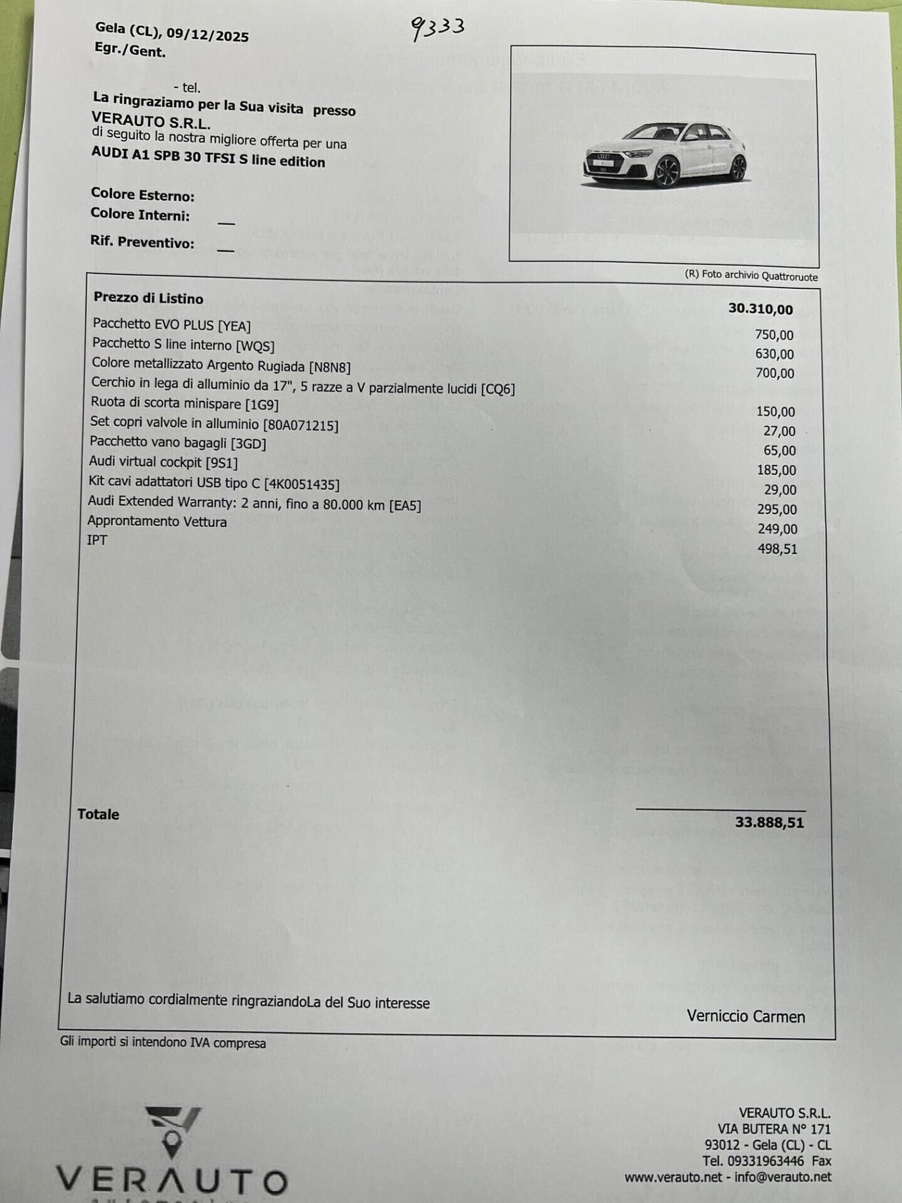 Audi A1 Spb 30 SLine possibilità noleggio no scoring