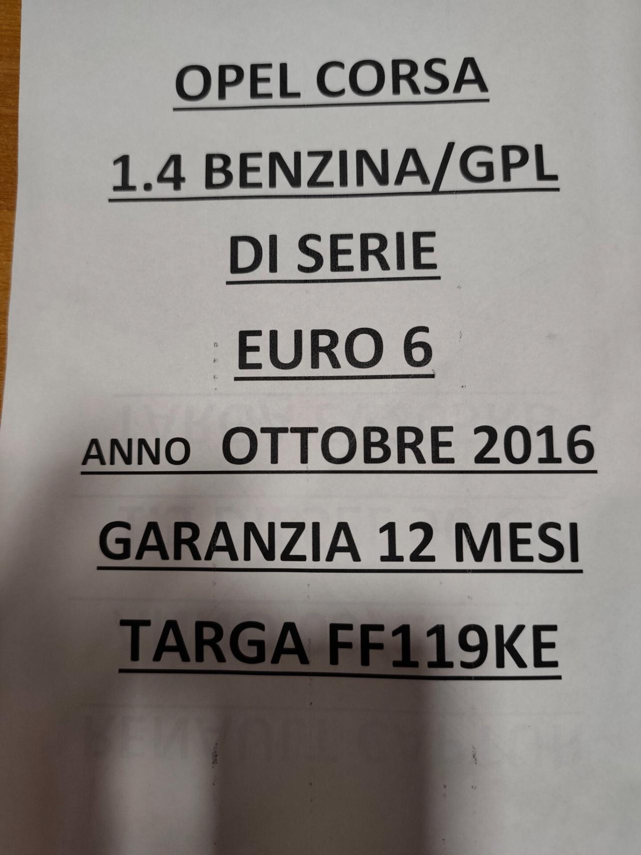 Opel Corsa 1.4 90CV BENZINA E GPL DI SERIE
