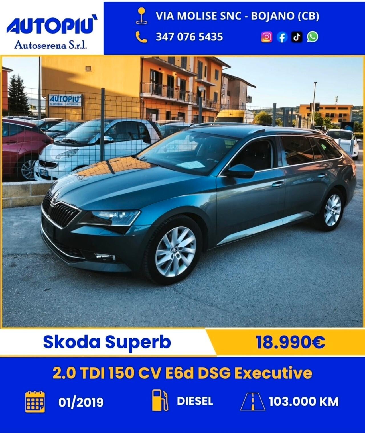 Skoda Superb 2.0 TDI 150 CV E6d DSG Executive
