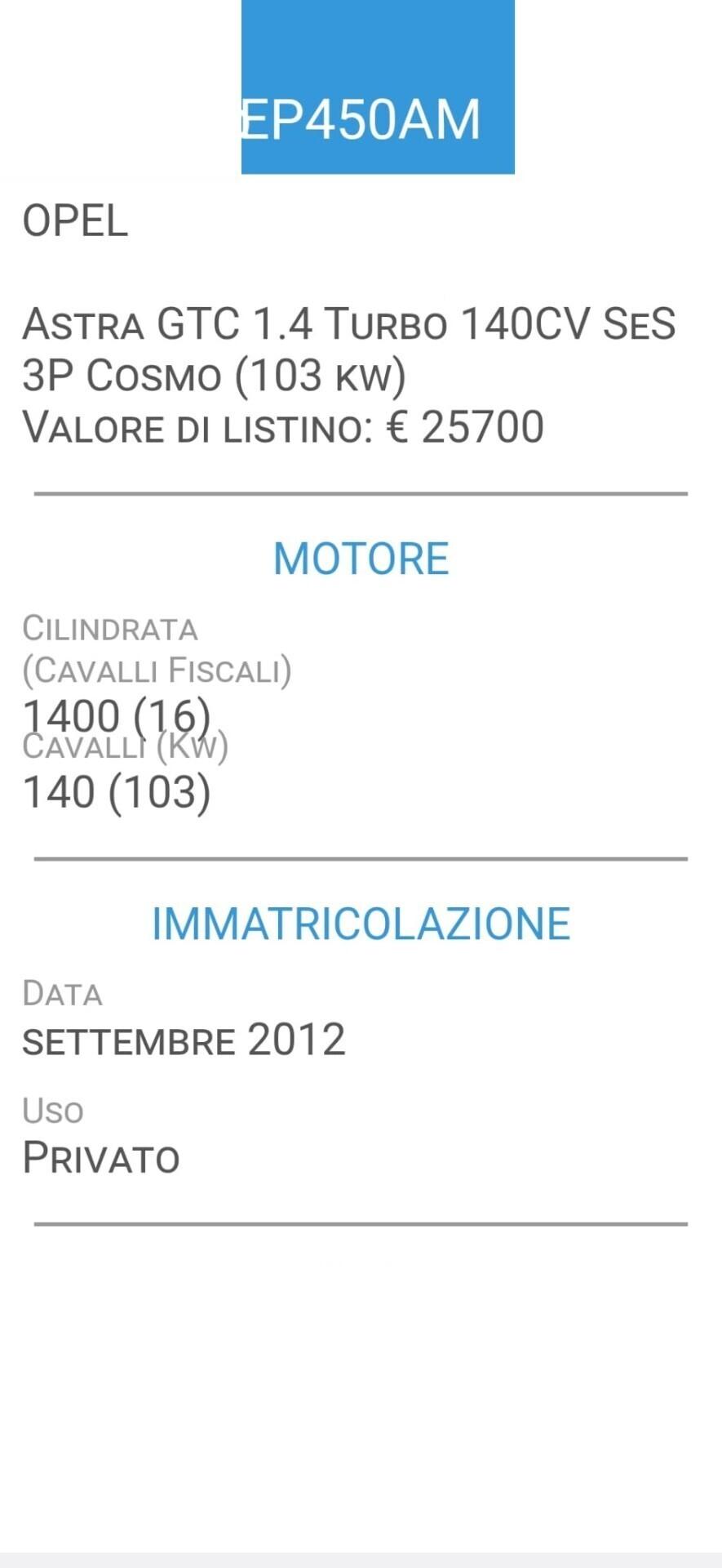 OPEL ASTRA 1,4 GTC-140 CV-3 PORTE-METANO-4 REVISIONI