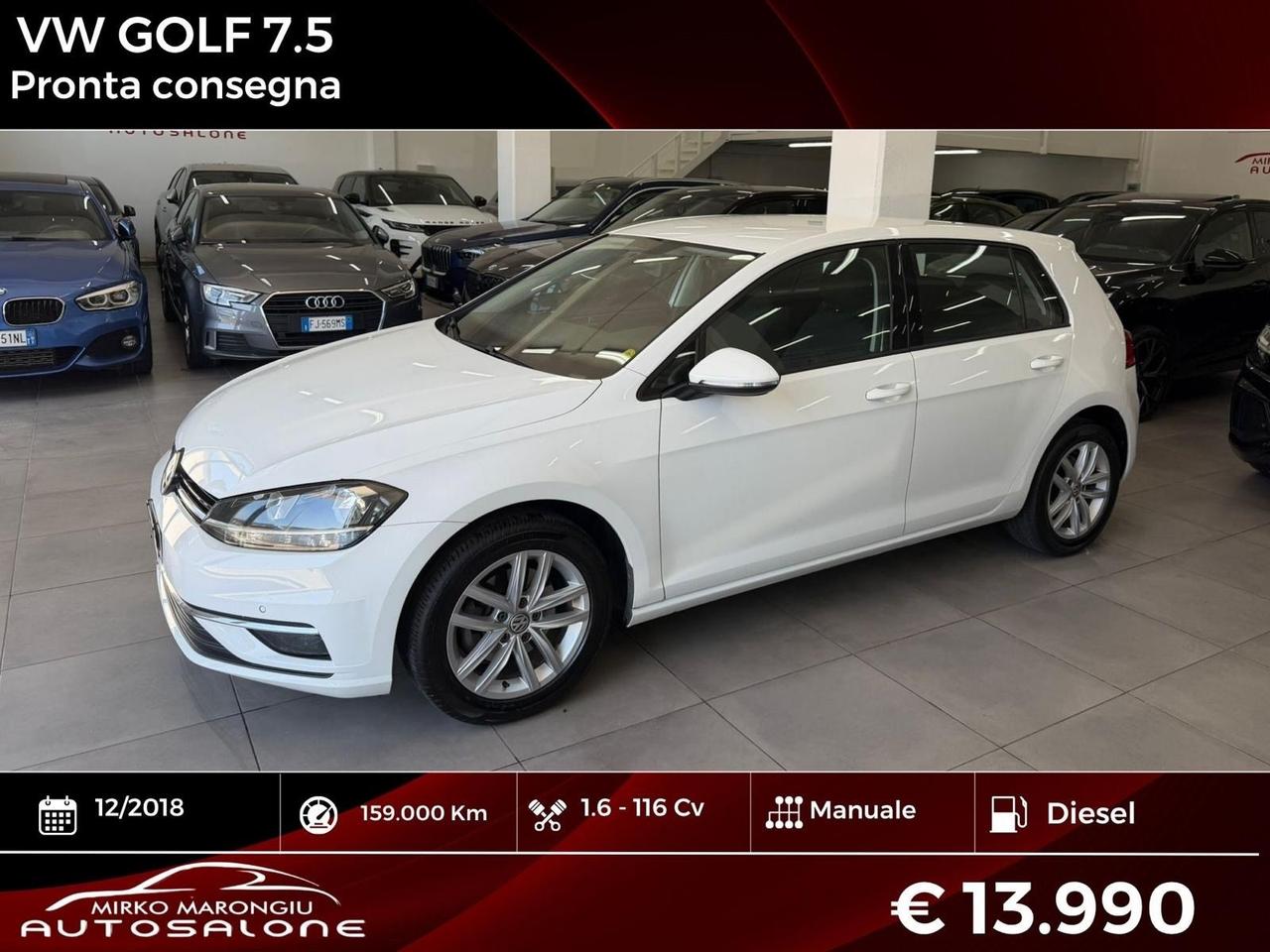 VW Golf 7.5 1.6 116 Cv TDI FINANZIABILE