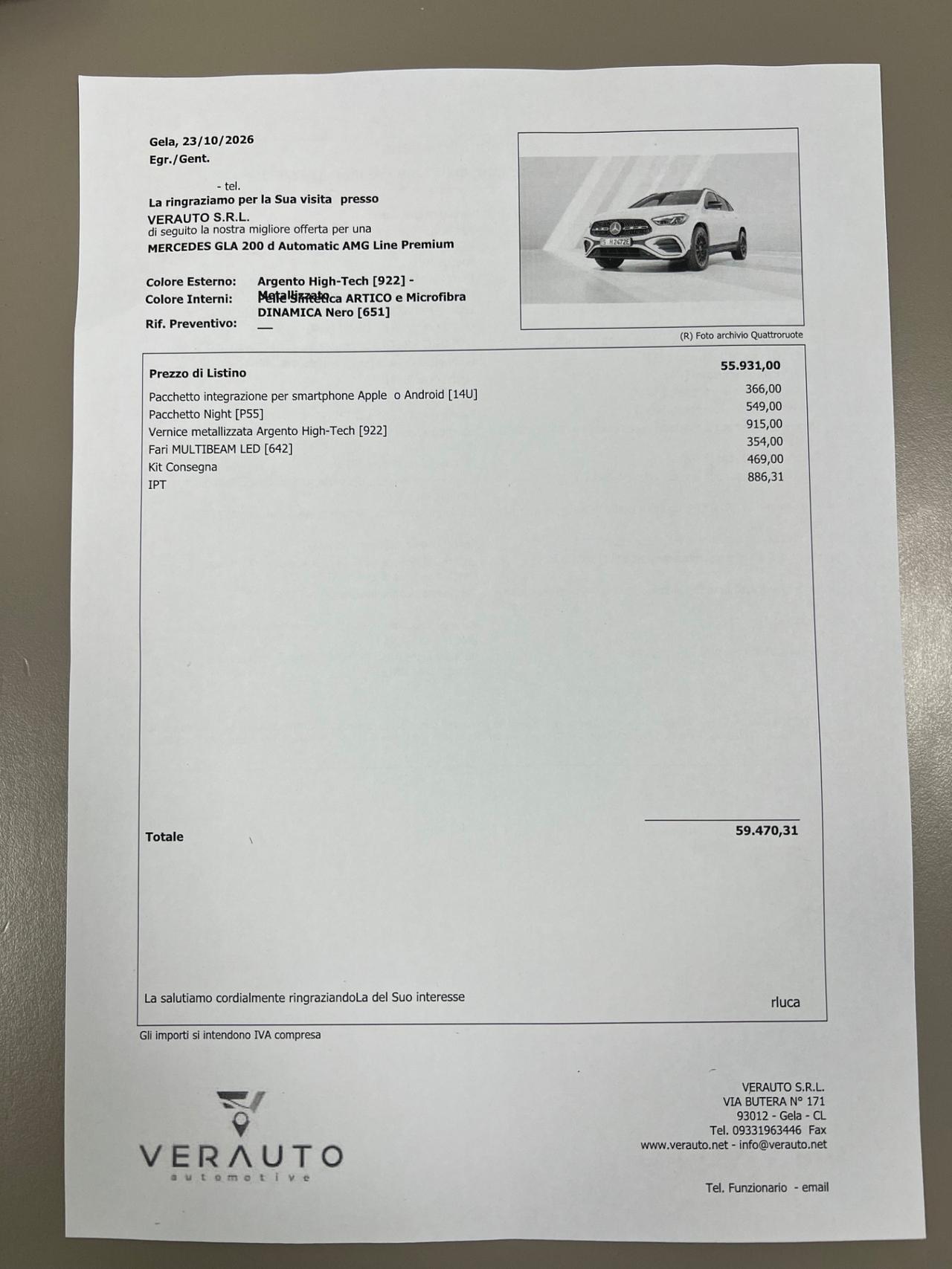 Mercedes-benz GLA 200 d Automatic AMG Line Premium - possibilità noleggio no scoring