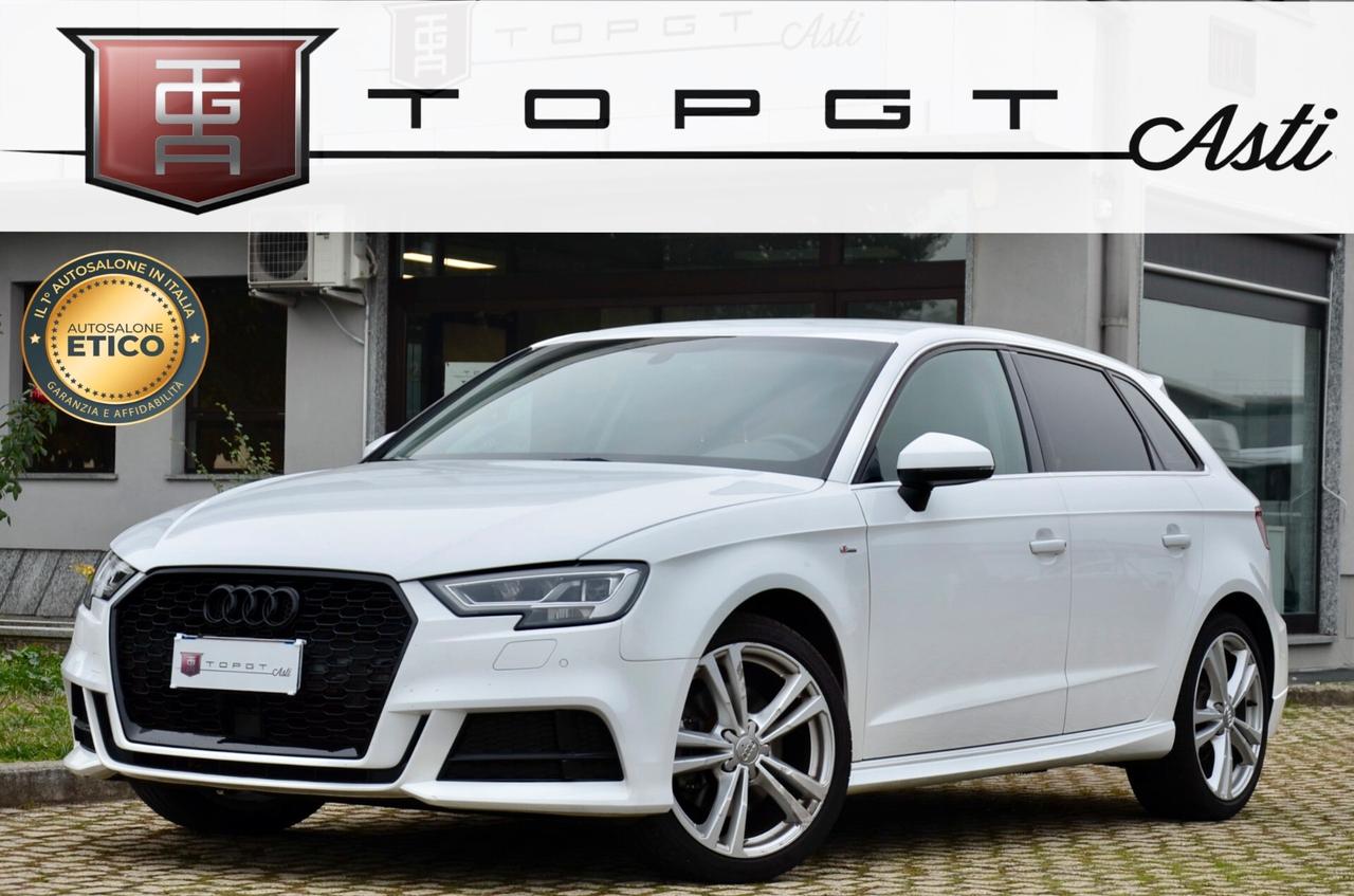 AUDI A3 SPORTBACK 35 2.0 TDI S-LINE EDITION 150cv S-TRONIC, UFF ITALIANA, EURO 6D, FULL LED, RETROCAMERA, PERMUTE