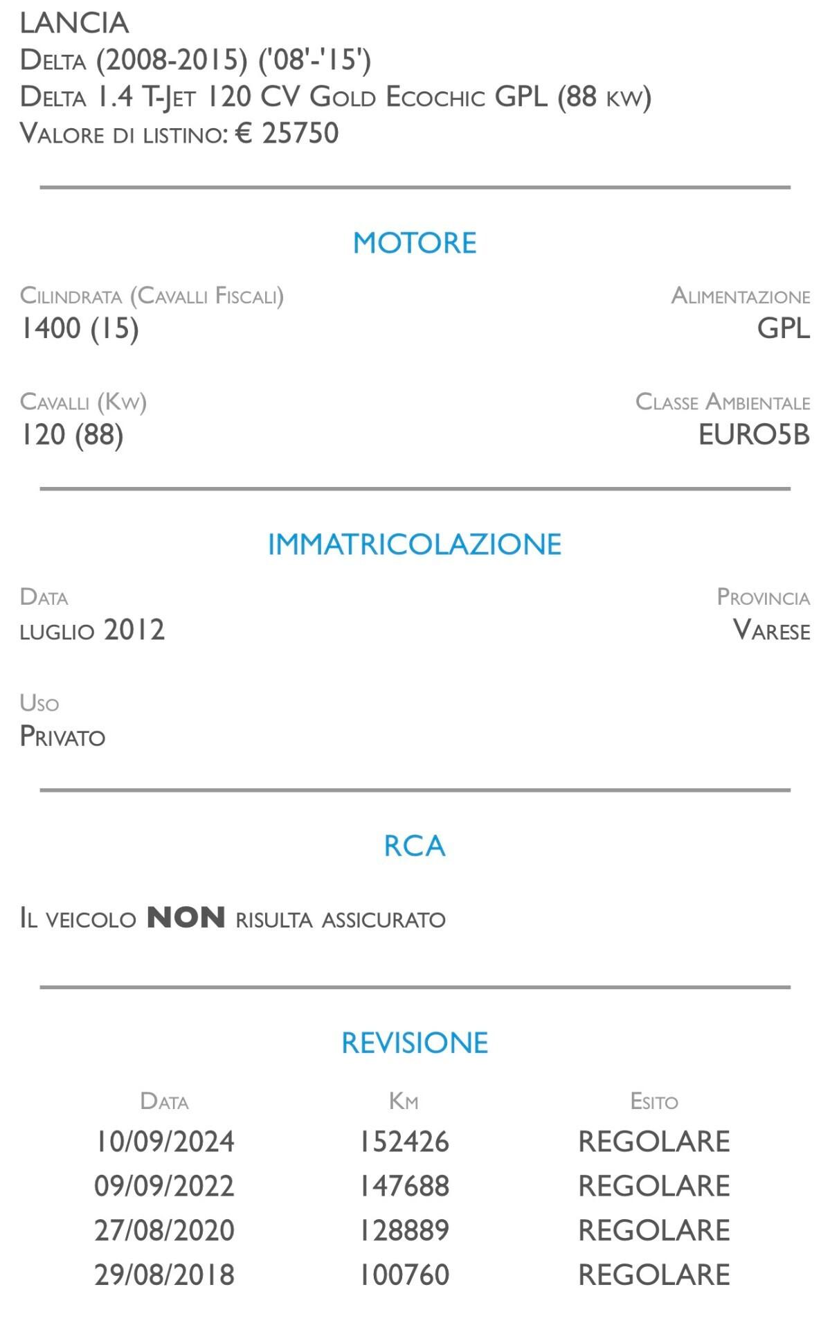 Lancia Delta 1.4 T-Jet 120 CV Gold Ecochic GPL - UNICO PROPRIETARIO