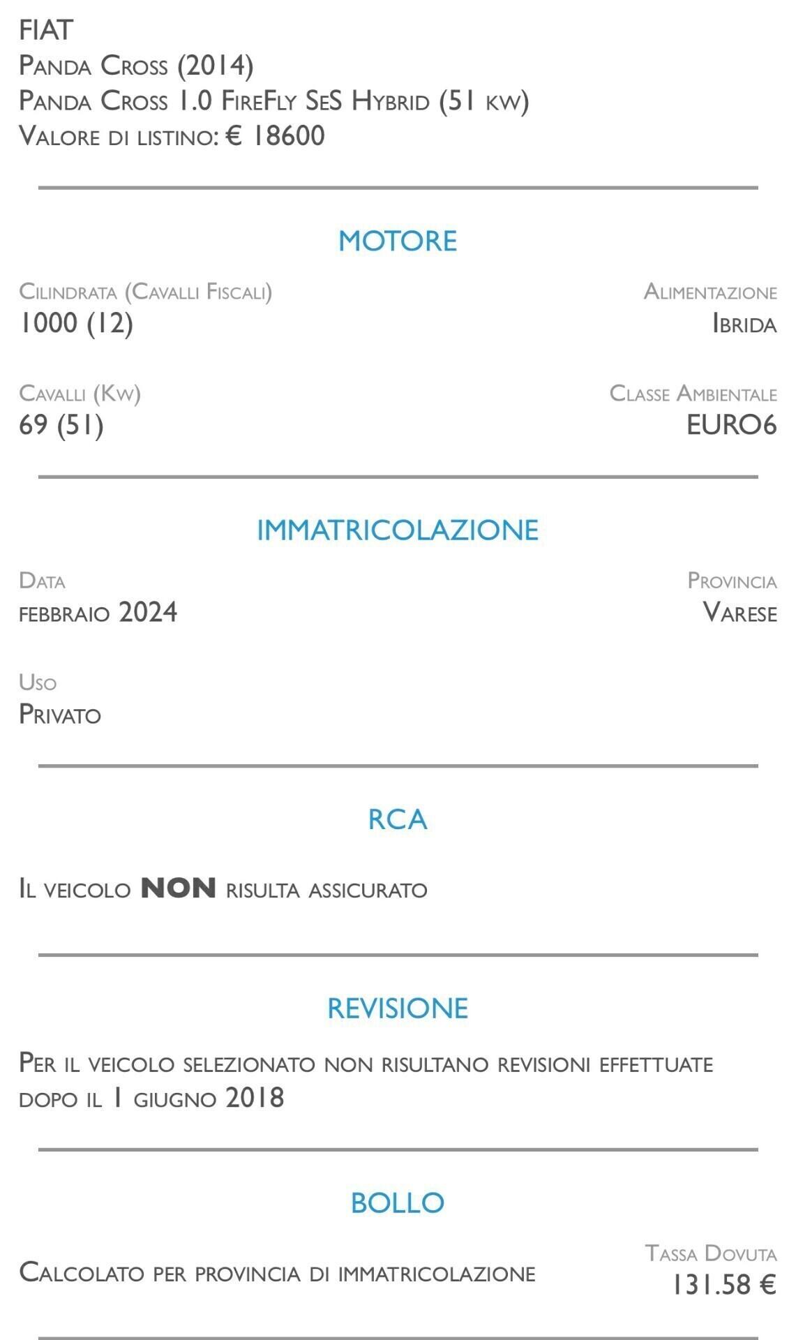 Fiat Panda Cross 1.0 FireFly S&S Hybrid - UNICO PROPRIETARIO