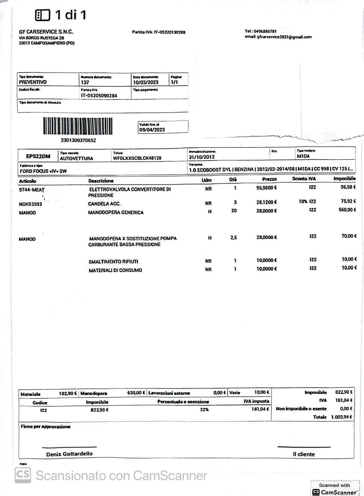 Ford Focus 1.0 EcoBoost 125 CV Start&Stop SW ok neopatentati