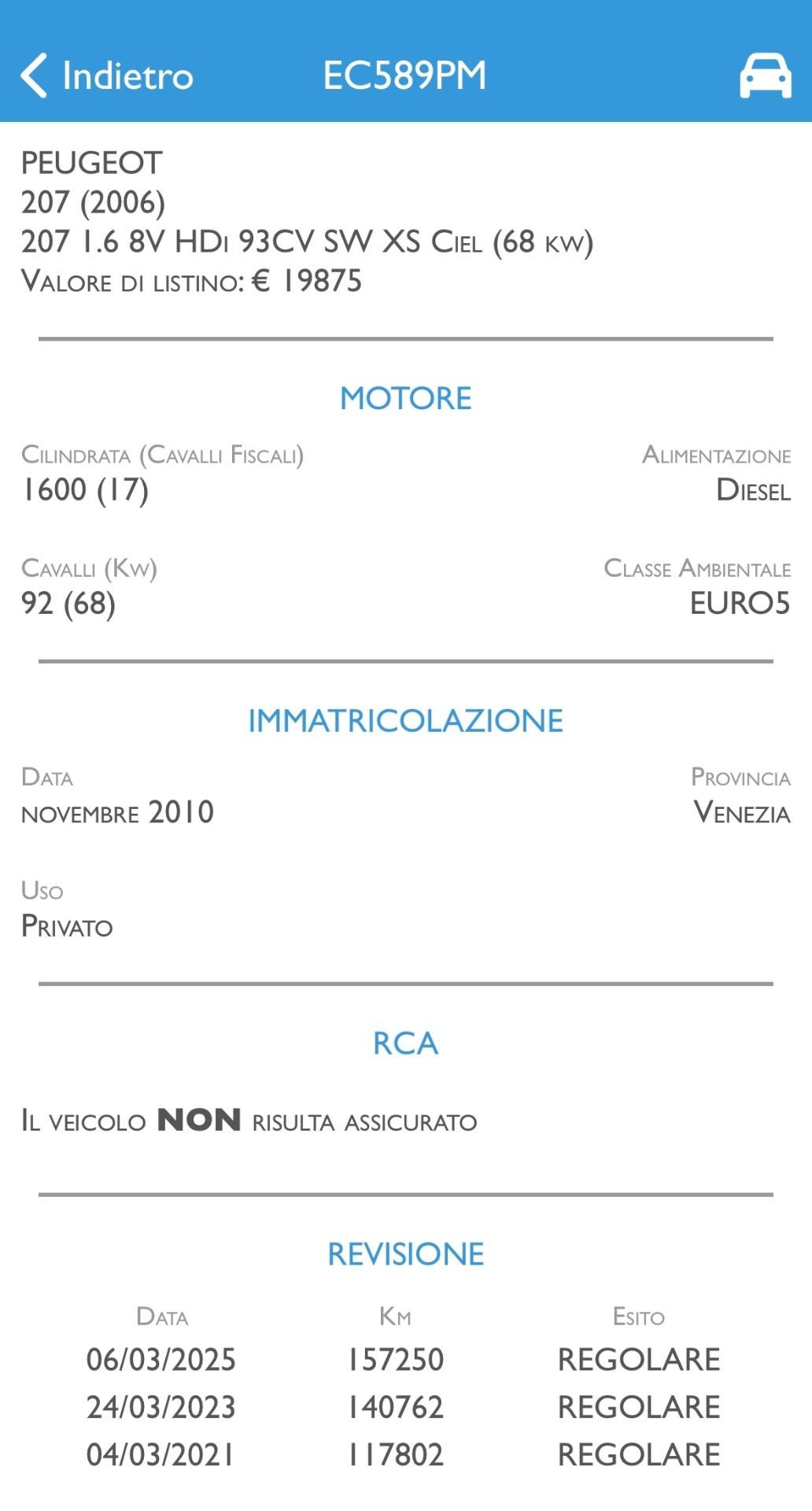 PEUGEOT 207 SW 1.6 EURO5 CON GARANZIA 3 ANNI TOP