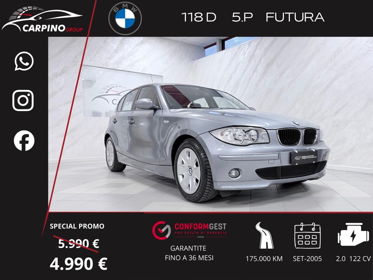 Bmw 118 118d cat 5 porte Futura