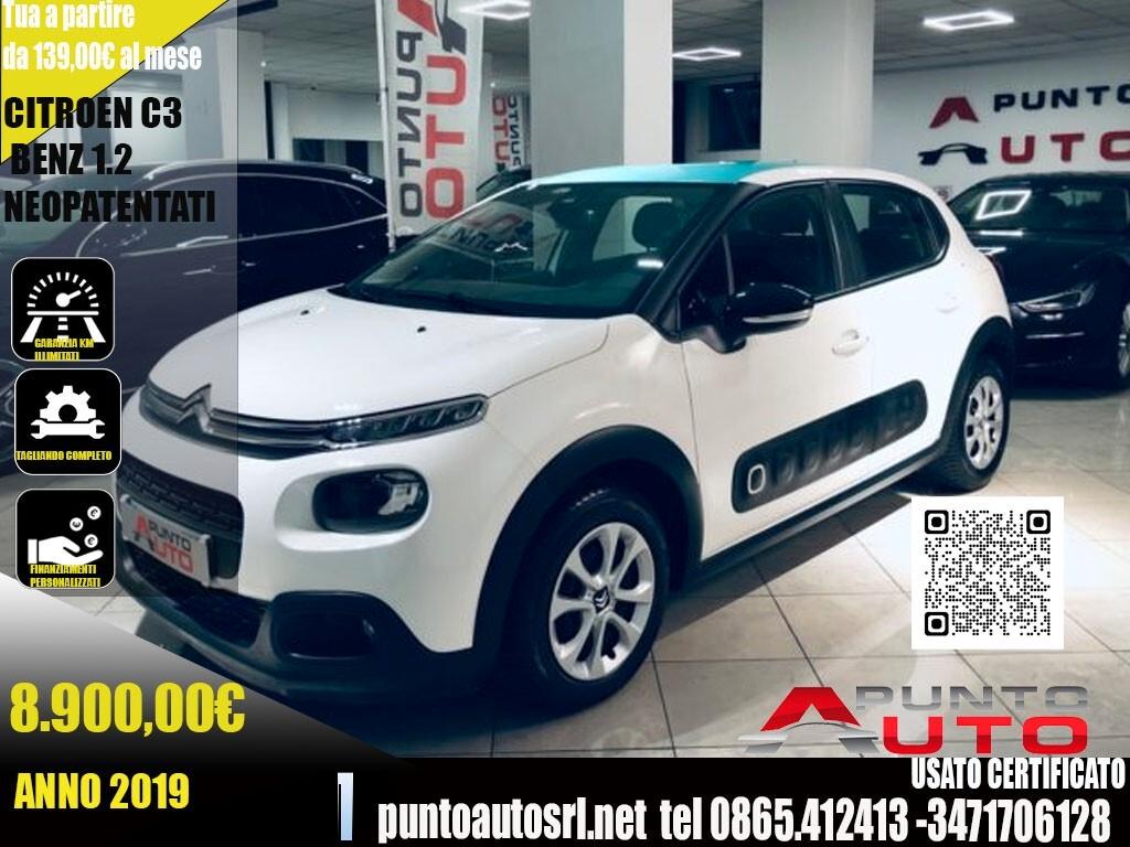 Citroen C3 PureTech 82 bianca tetto a contrasto