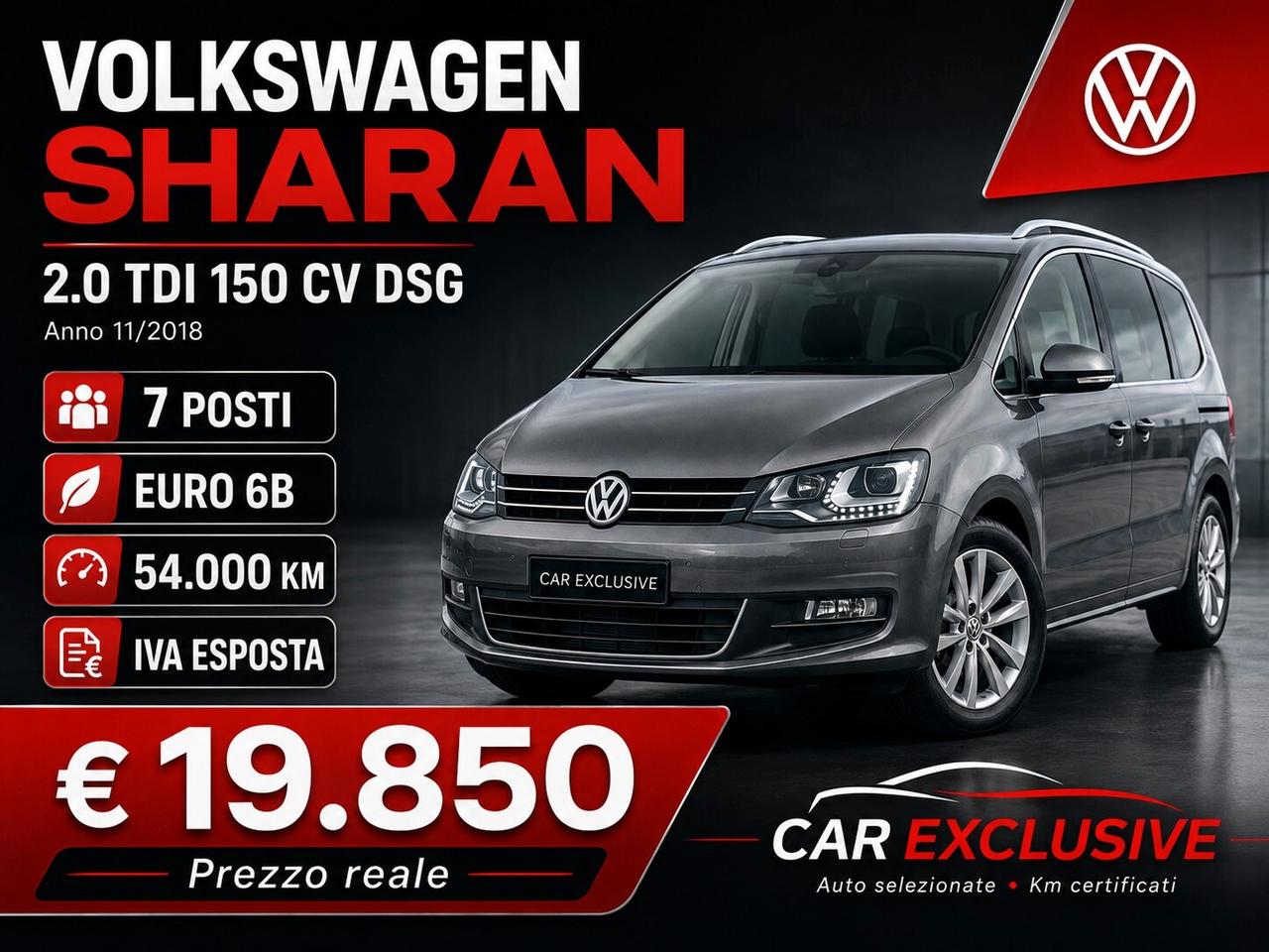 Volkswagen Sharan 2.0 TDI 150 CV-AUT-E6-KM54.000 GARANTITI-IVAESP-PERMUTE
