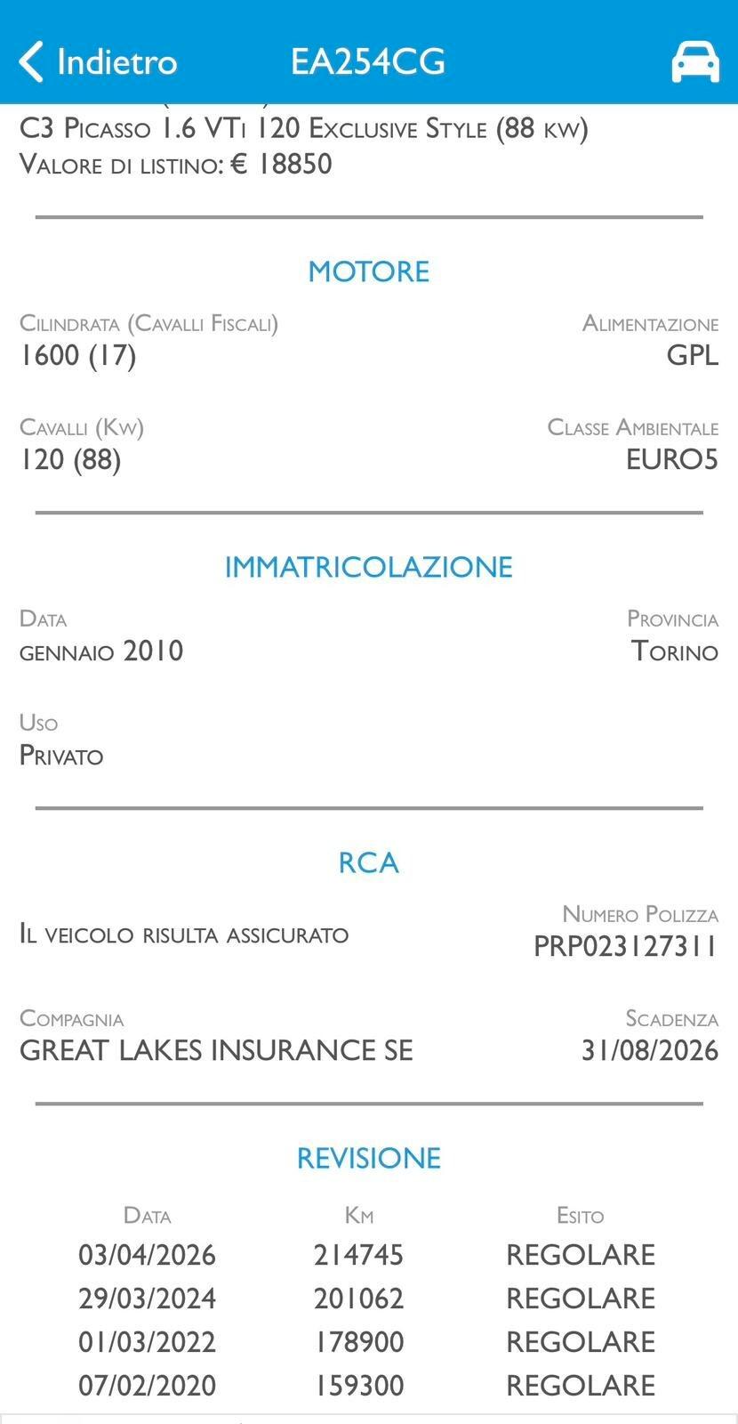 Citroen C3 Picasso 1.6 B/GPL 2033 Neopatentati Pelle Tetto