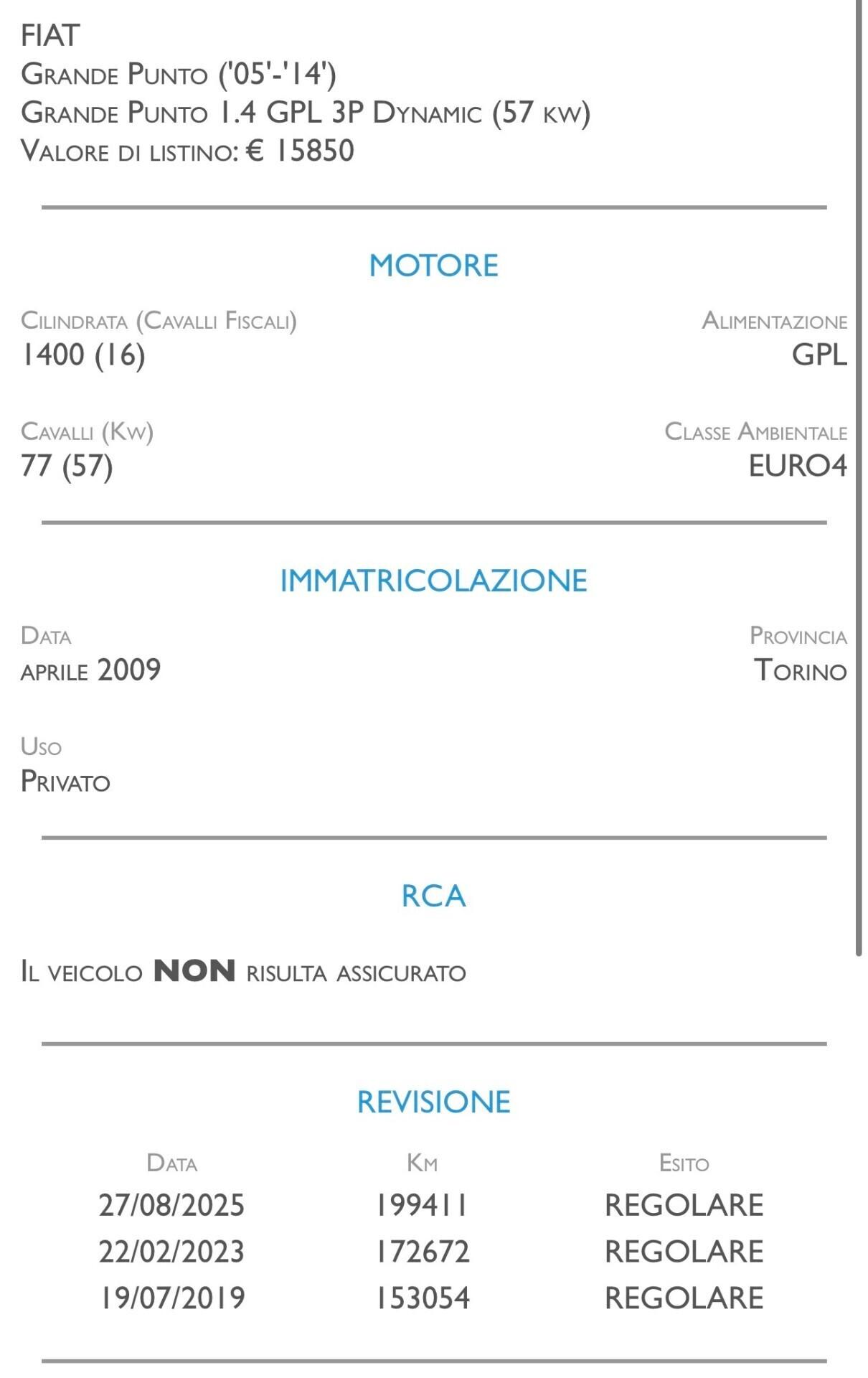 Fiat Grande Punto 1.4 GPL 3 porte Dynamic