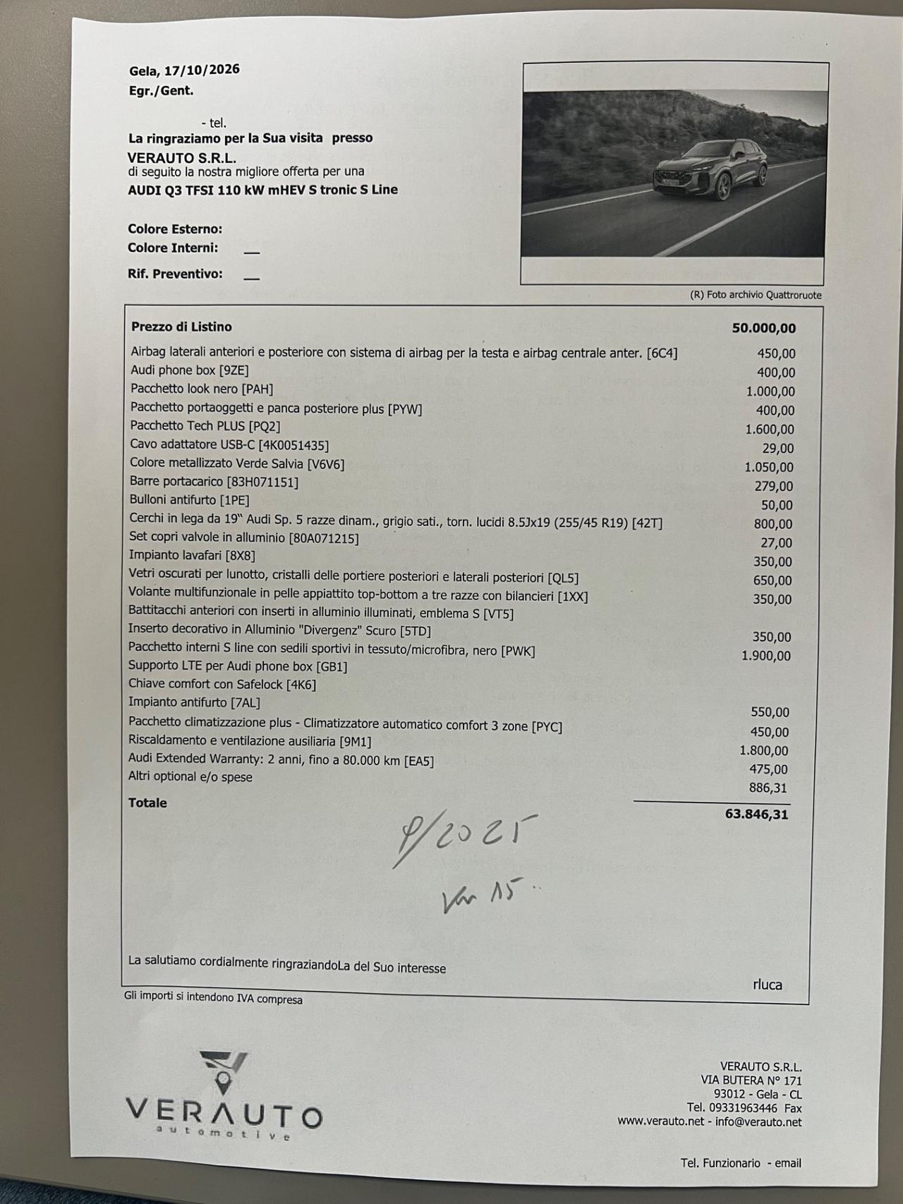 Audi Q3 1.5 150CV tfsi mhev S line s-tronic - possibilità noleggio no scoring