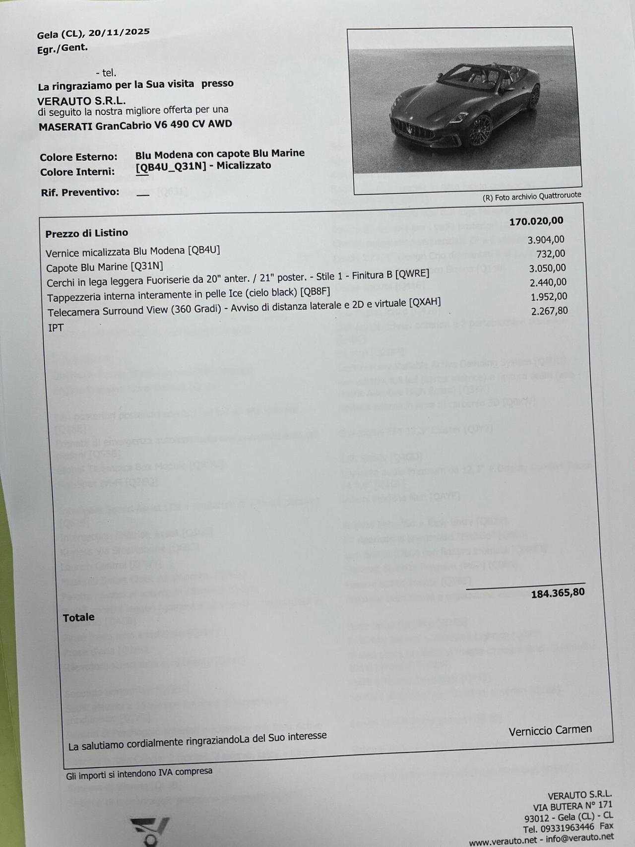 Maserati GranCabrio V6 490 CV AWD possibilità noleggio no scoring