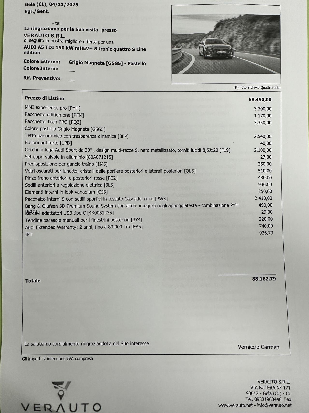 Audi A5 Sline quattro possibilità noleggio no scoring