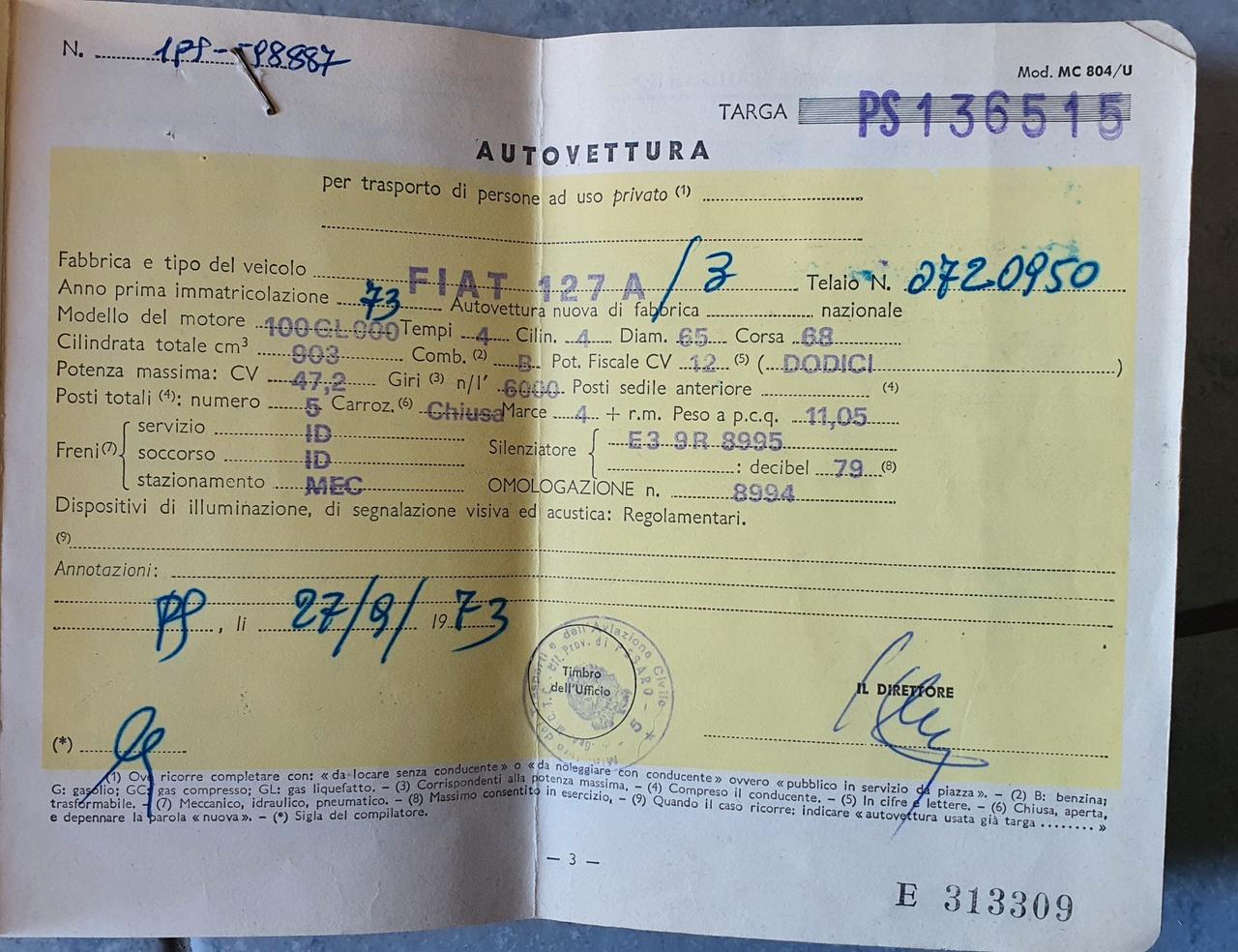 Fiat 127 3p. Prima Serie 903