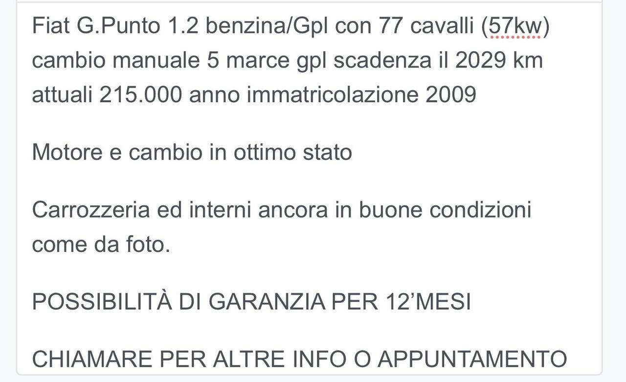 Fiat Grande Punto 1.4 GPL 5 porte Actual