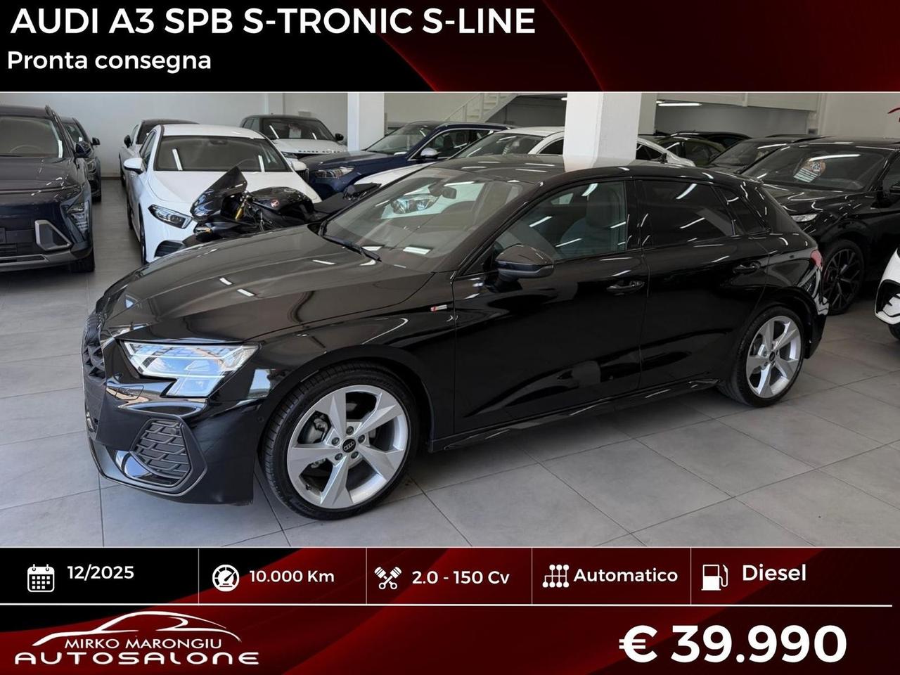 Audi A3 SPB 2.0 150 Cv S tronic S-Line FINANZIABILE