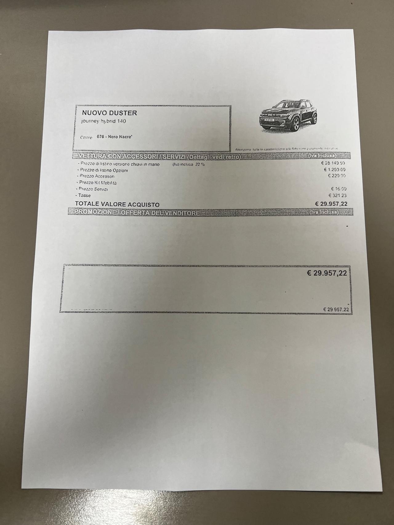 Dacia Duster 1.6 140cv tce Hybrid Journey - possibilità noleggio no scoring