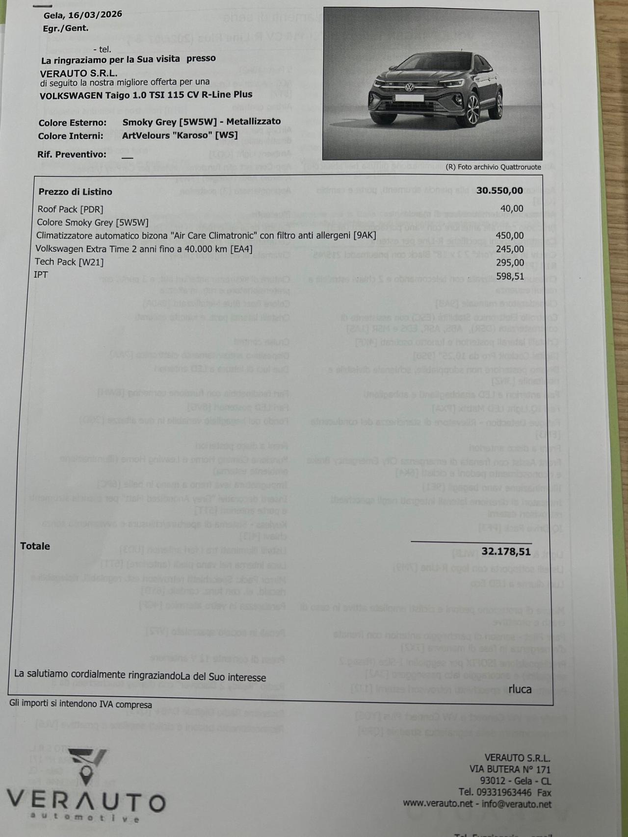 Volkswagen Taigo 1.0 TSI 115 CV R-Line Plus possibilità noleggio no scoring