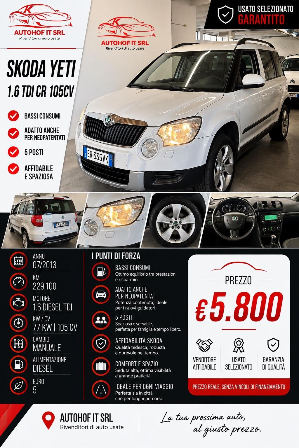 Skoda Yeti 1.6 TDI GreenLine |OK NEOPATENTATI |