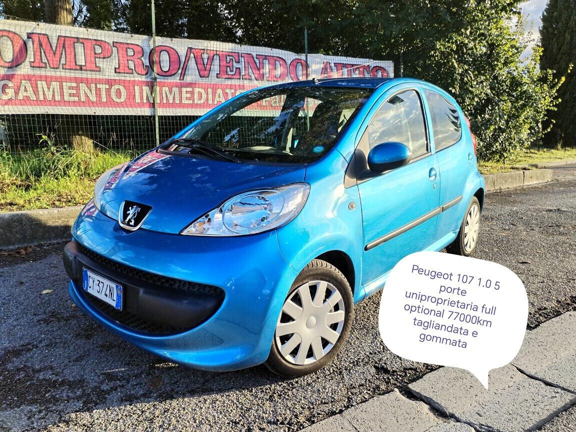 Peugeot 107 1.0 5p. Plaisir 77000km unipro anziana manutenzioni fatte full optionals NEOPATENTATI