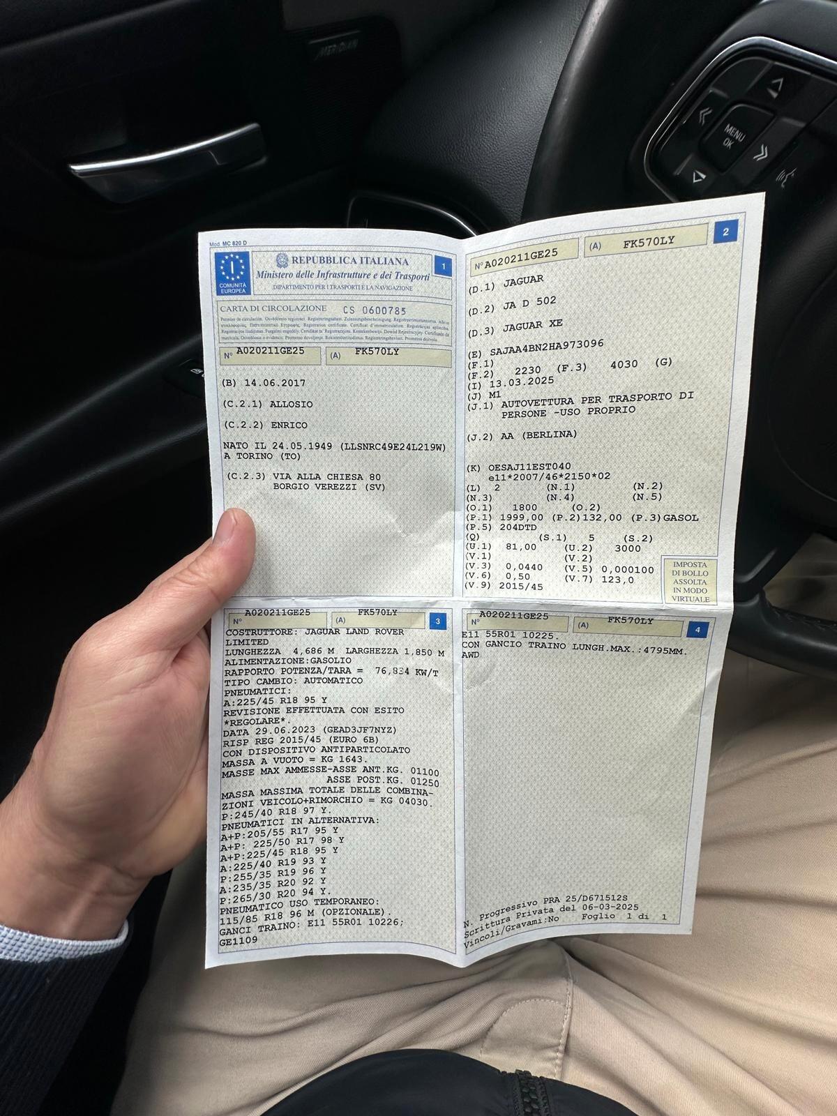 Jaguar XE 2.0 D Turbo 180 CV AWD aut. Prestige