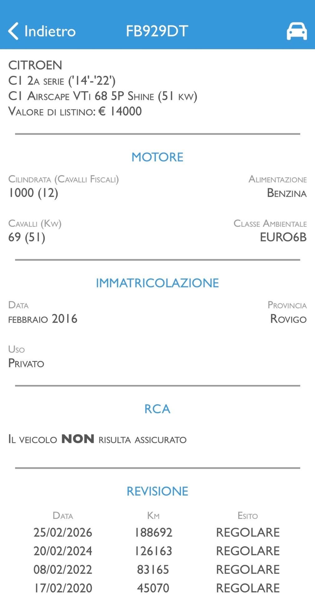 CITROEN C1 1.0 BENZINA - EURO 6B - NEOPATENTATI