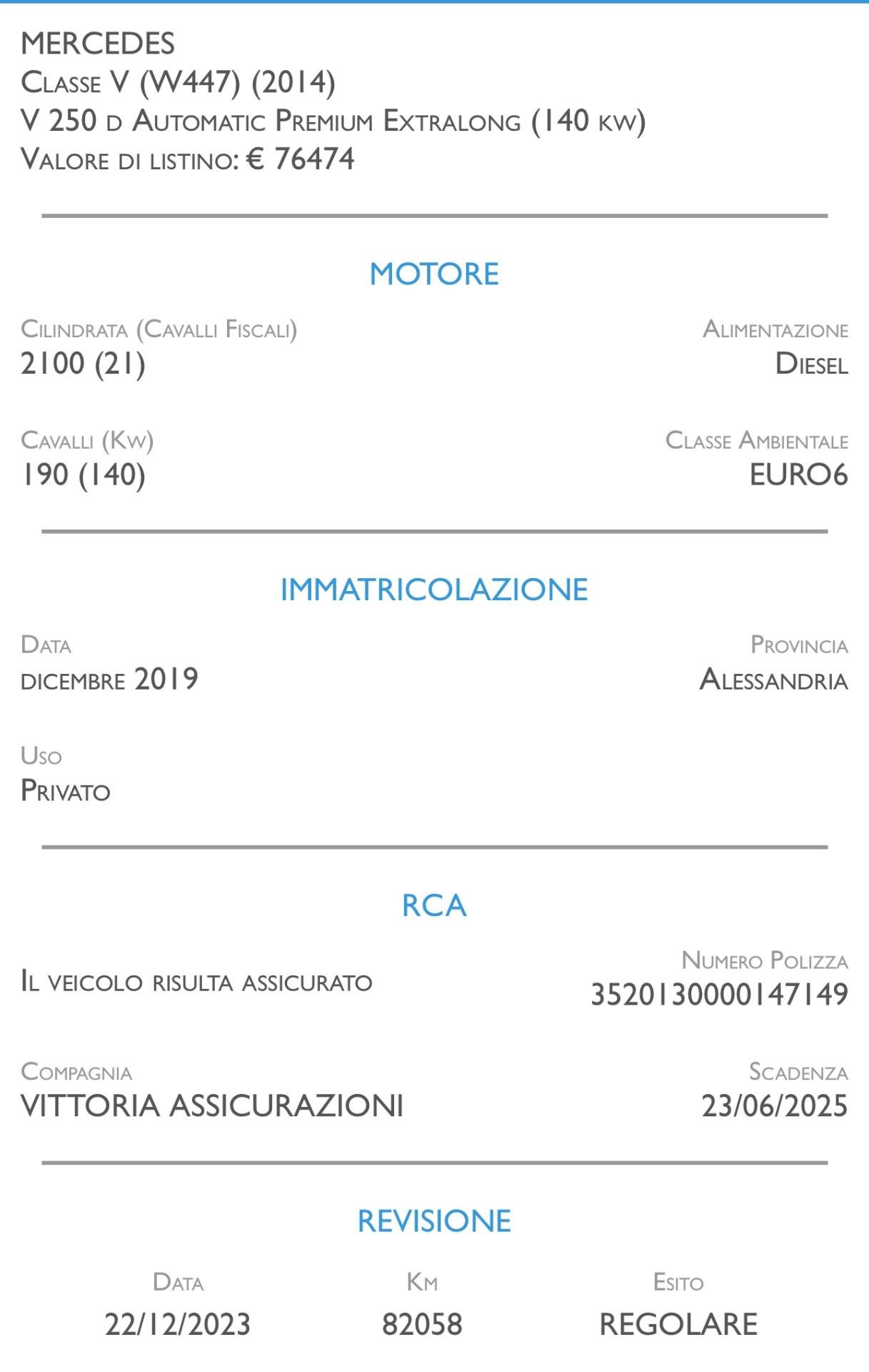 Mercedes-benz V 250 d Automatic Premium Extralong 8posti gancio traino