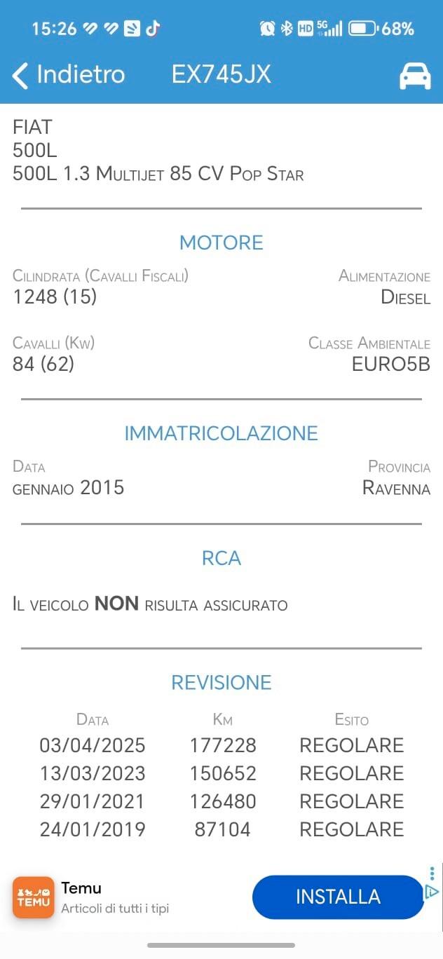 Fiat 500L 1.3 Multijet 85 CV Pop Star