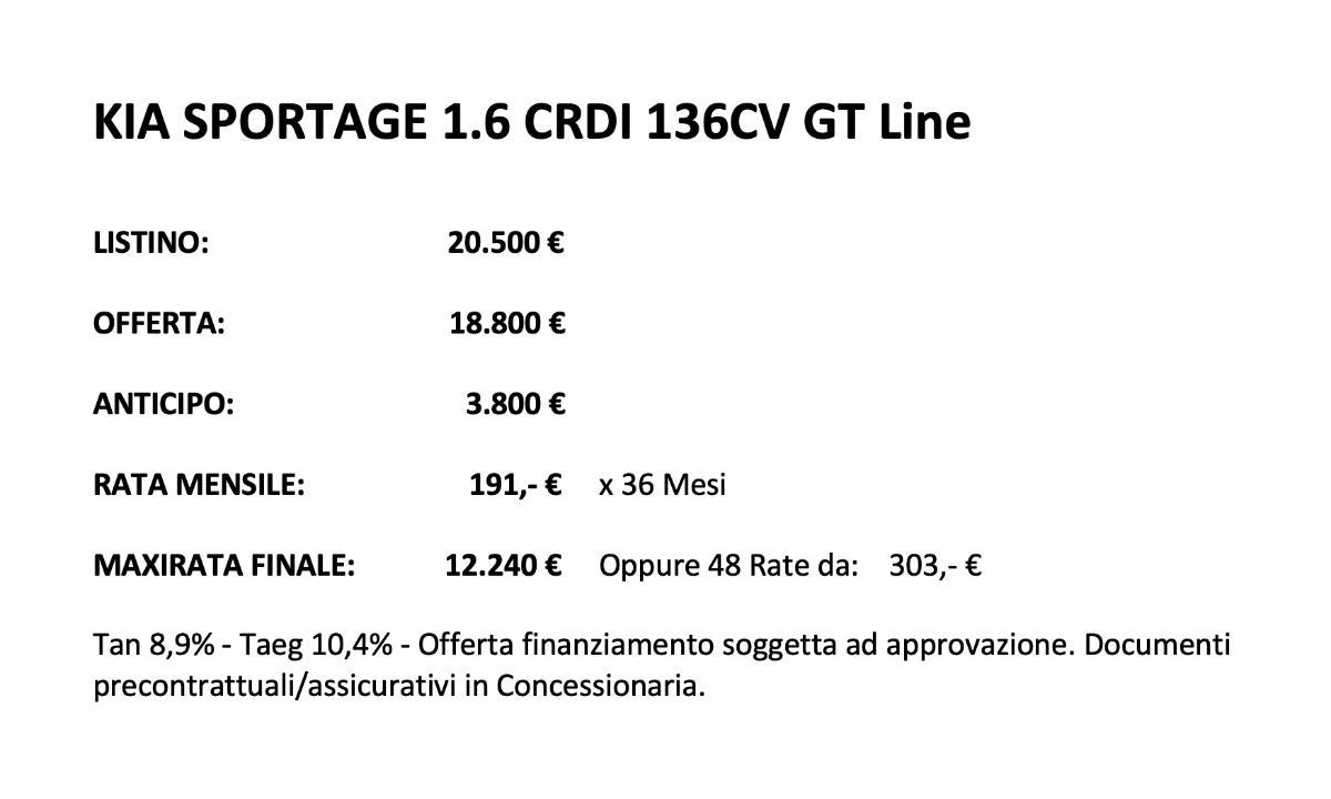 KIA Sportage 1.6 CRDI 136 CV 2WD GT Line