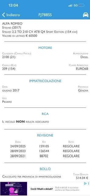 Alfa Romeo Stelvio 2.2 Turbodiesel 210 CV AT8 Q4 Executive