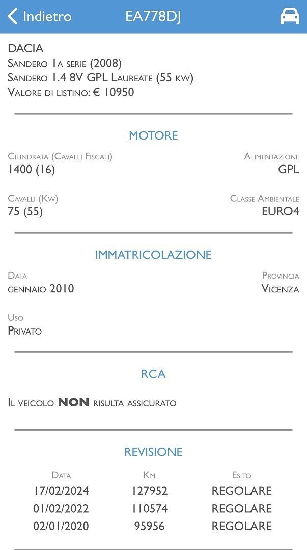 Dacia Sandero 1.4 GPL 75CV GARANZIA