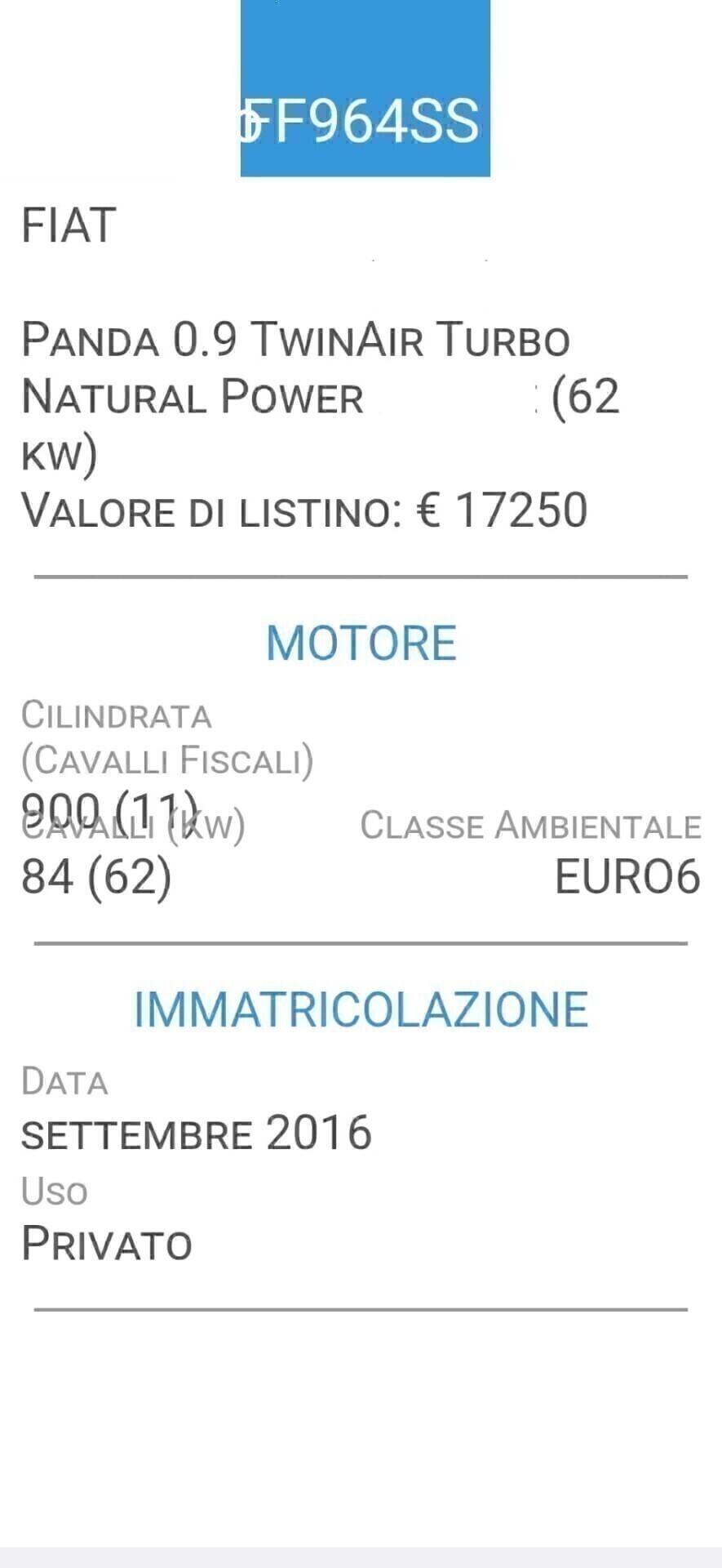 FIAT PANDA 0,9 NP-K-WAY-UNICA PROP-5 POSTI-4 REVIS